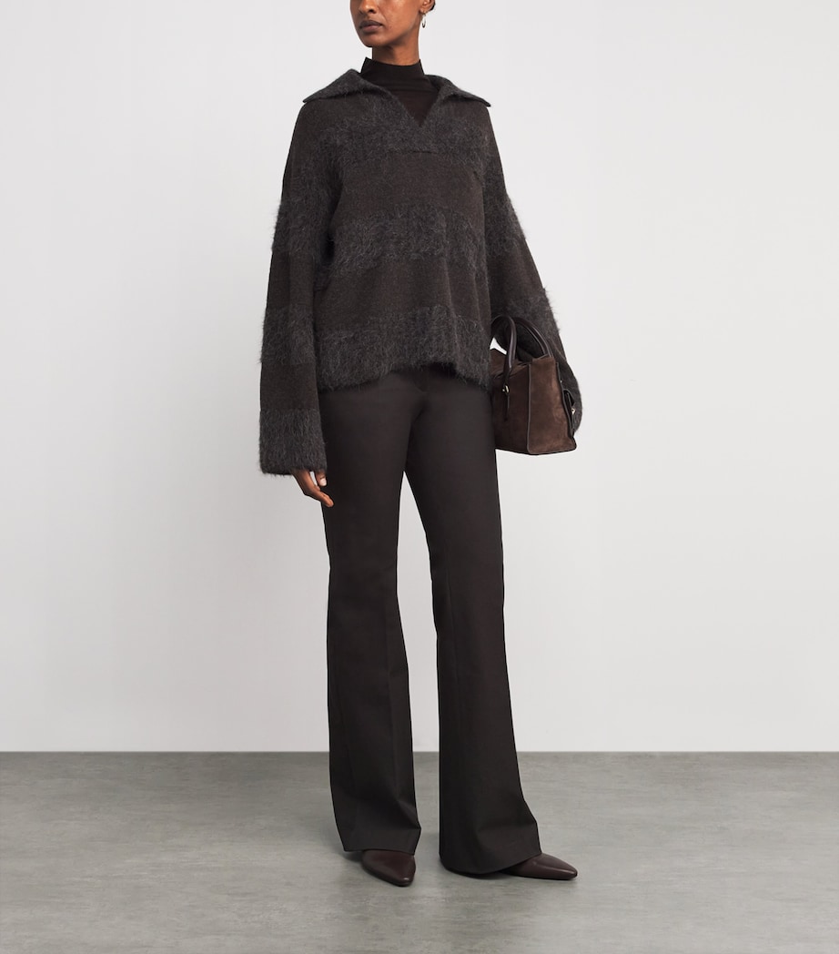 Joseph Womens Stretch-Gabardine Tafira Flared Trousers Cocoa Image 2