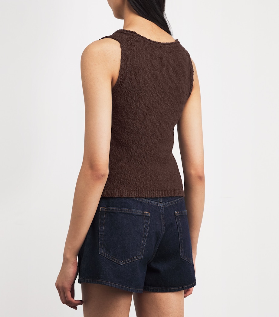 Cotton-Linen Bouclé Tank Top SUMMER CHOCOLATE Image 4
