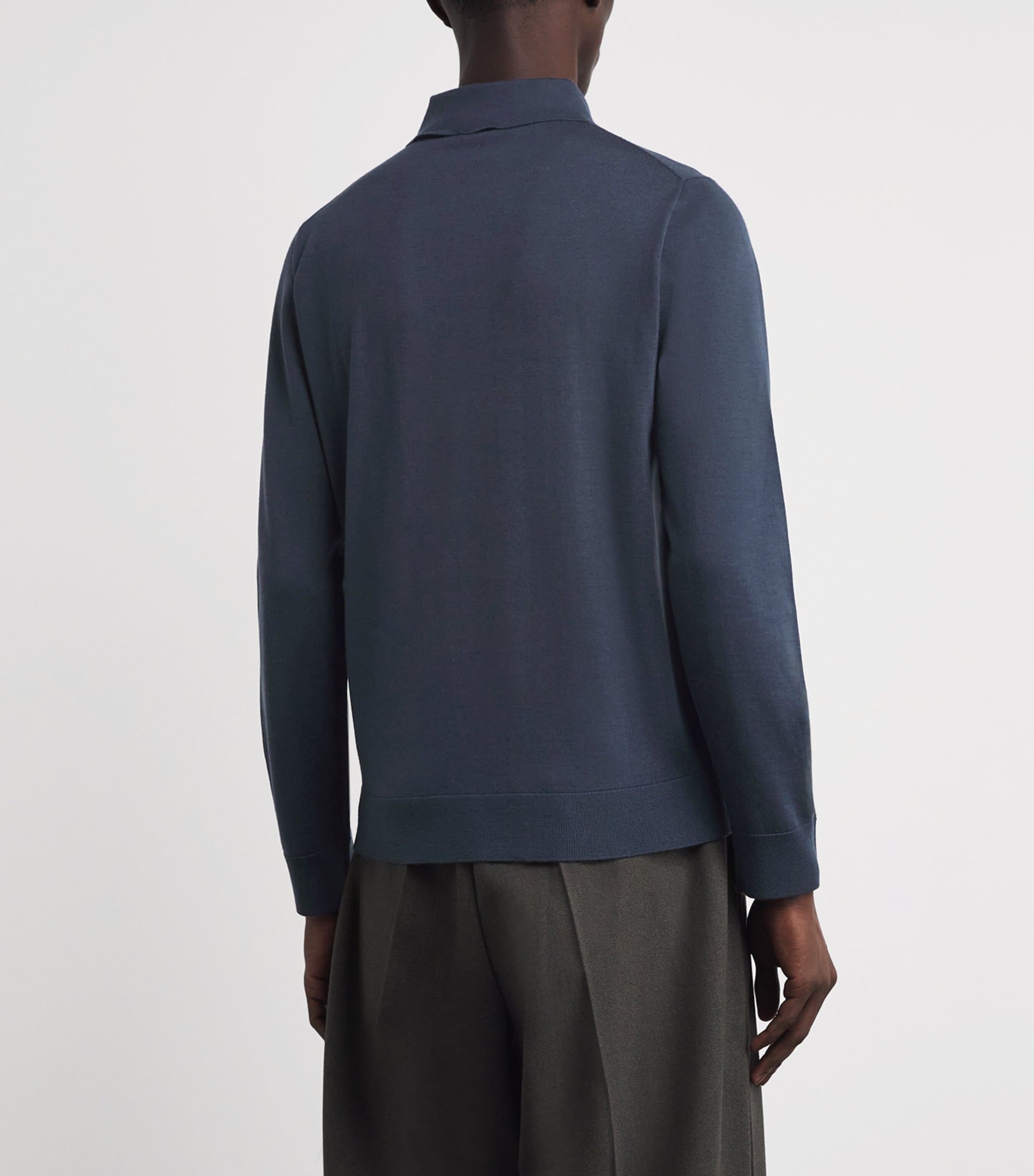 Merino Wool Signature Stripe Cardigan GREY-76 Image 4