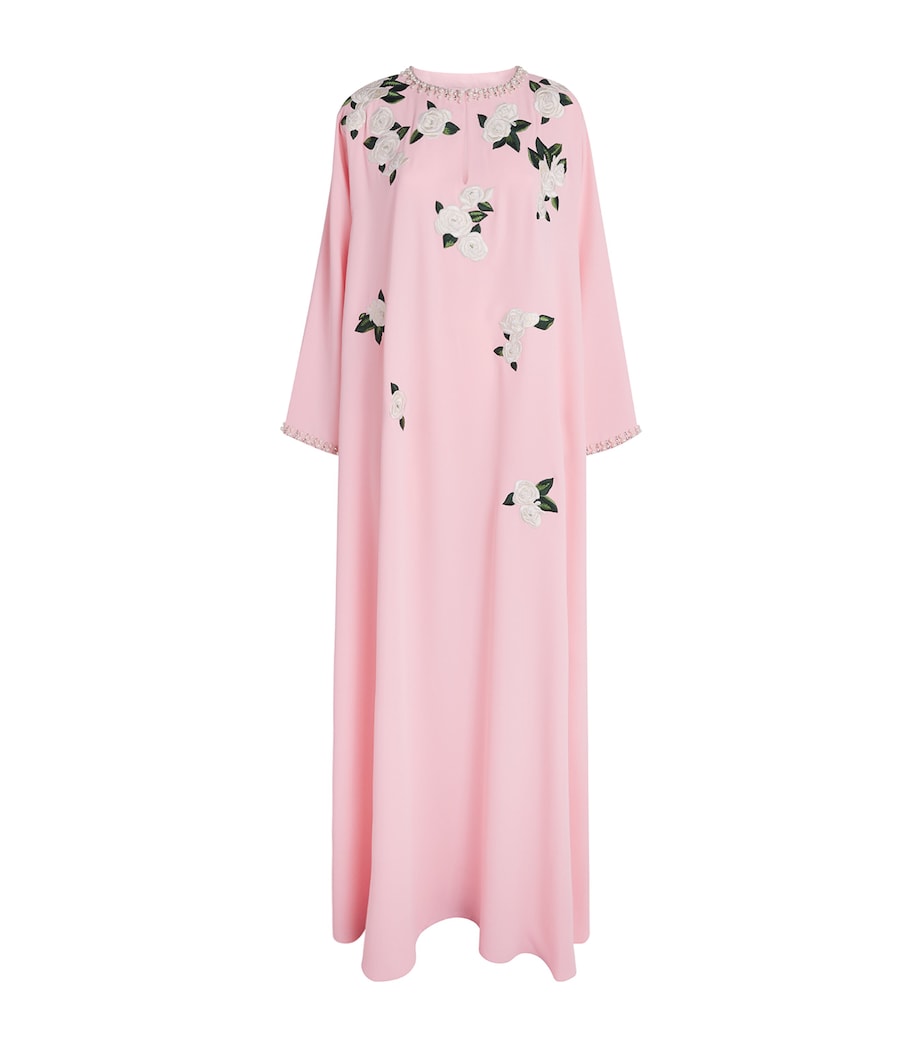 Carolina Herrera Womens Floral-Embroidered Kaftan Maxi Dress Rosewater Multi Image 1