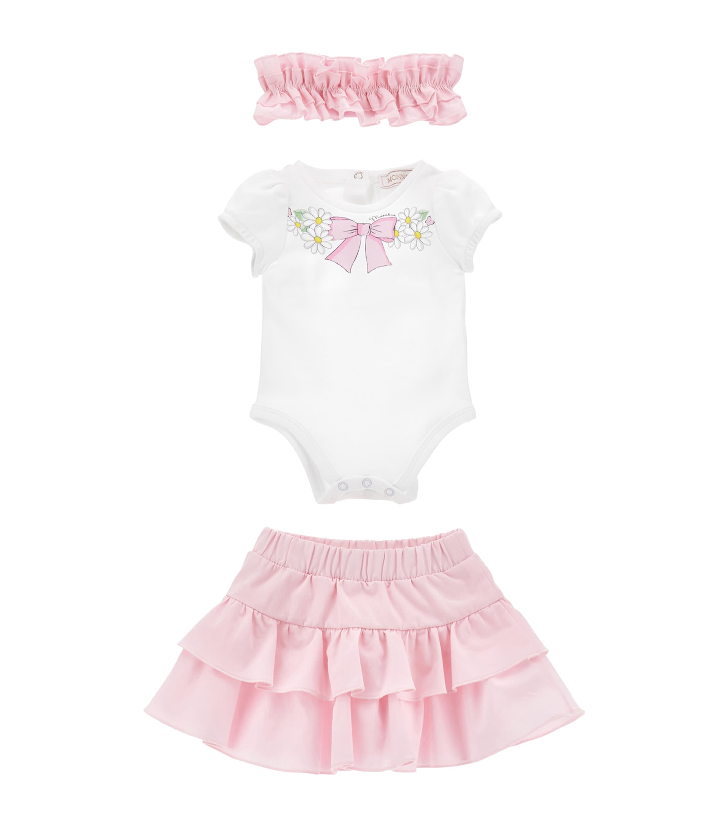 Cotton Bodysuit, Skirt and Headband Set (1-9 Months) BIANCO+ROSAFAIRYTALE Image 1