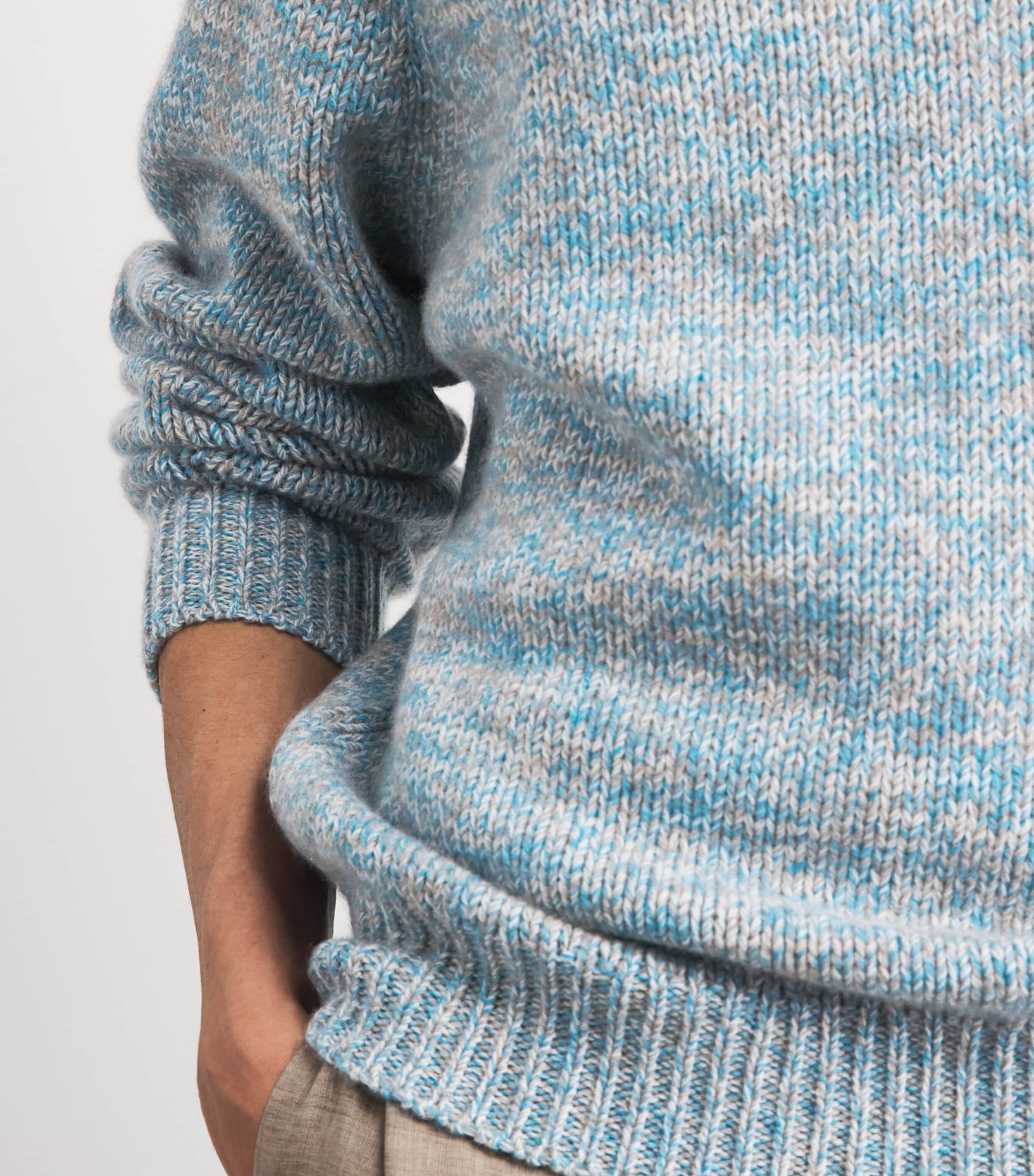 Johnstons Of Elgin Womens Cashmere Crew-Neck Fyfe Sweater Scapa Blu Mrl Image 3