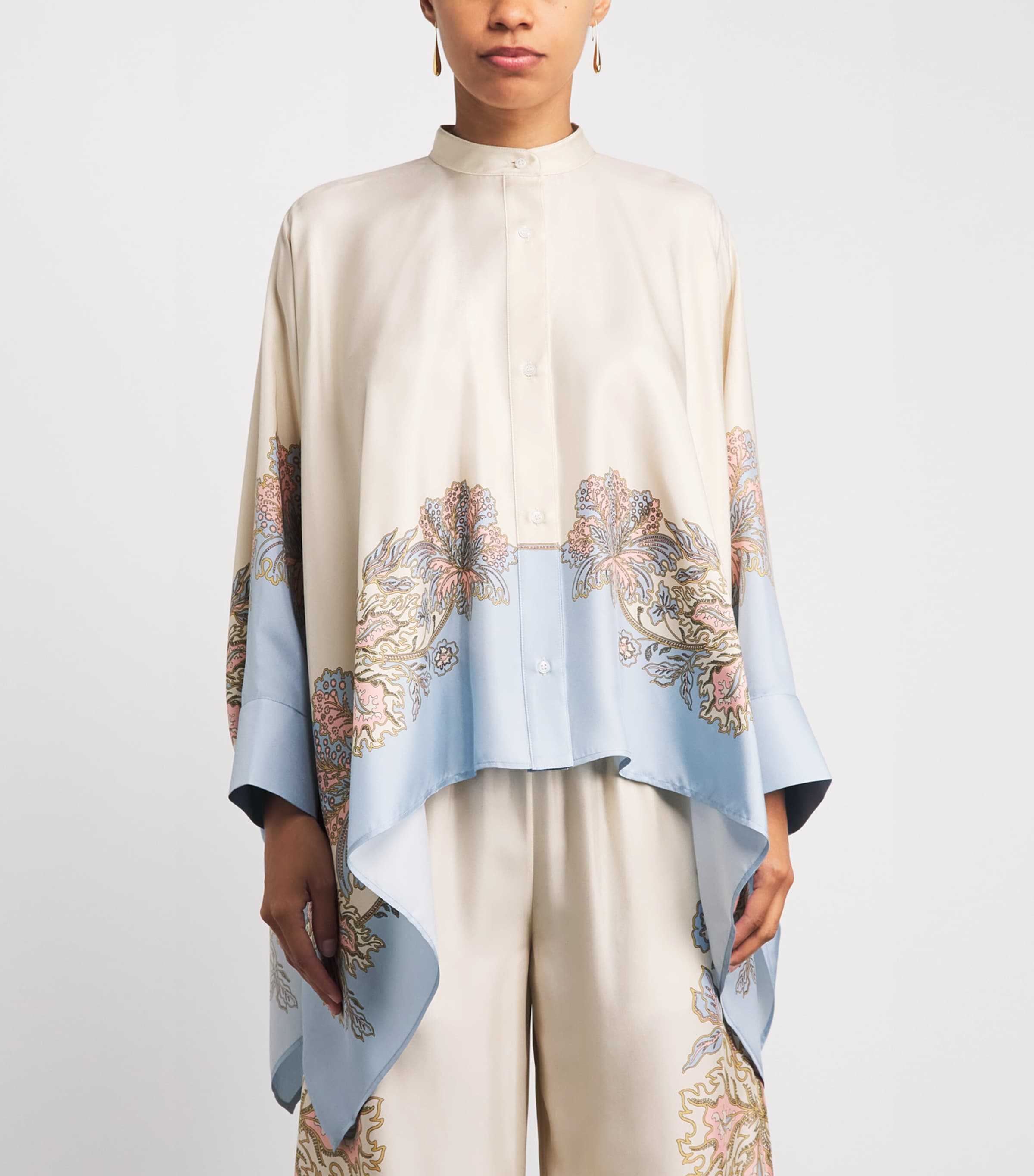La Doublej Womens Silk Printed Foulard Blouse Swathe Placée Image 4