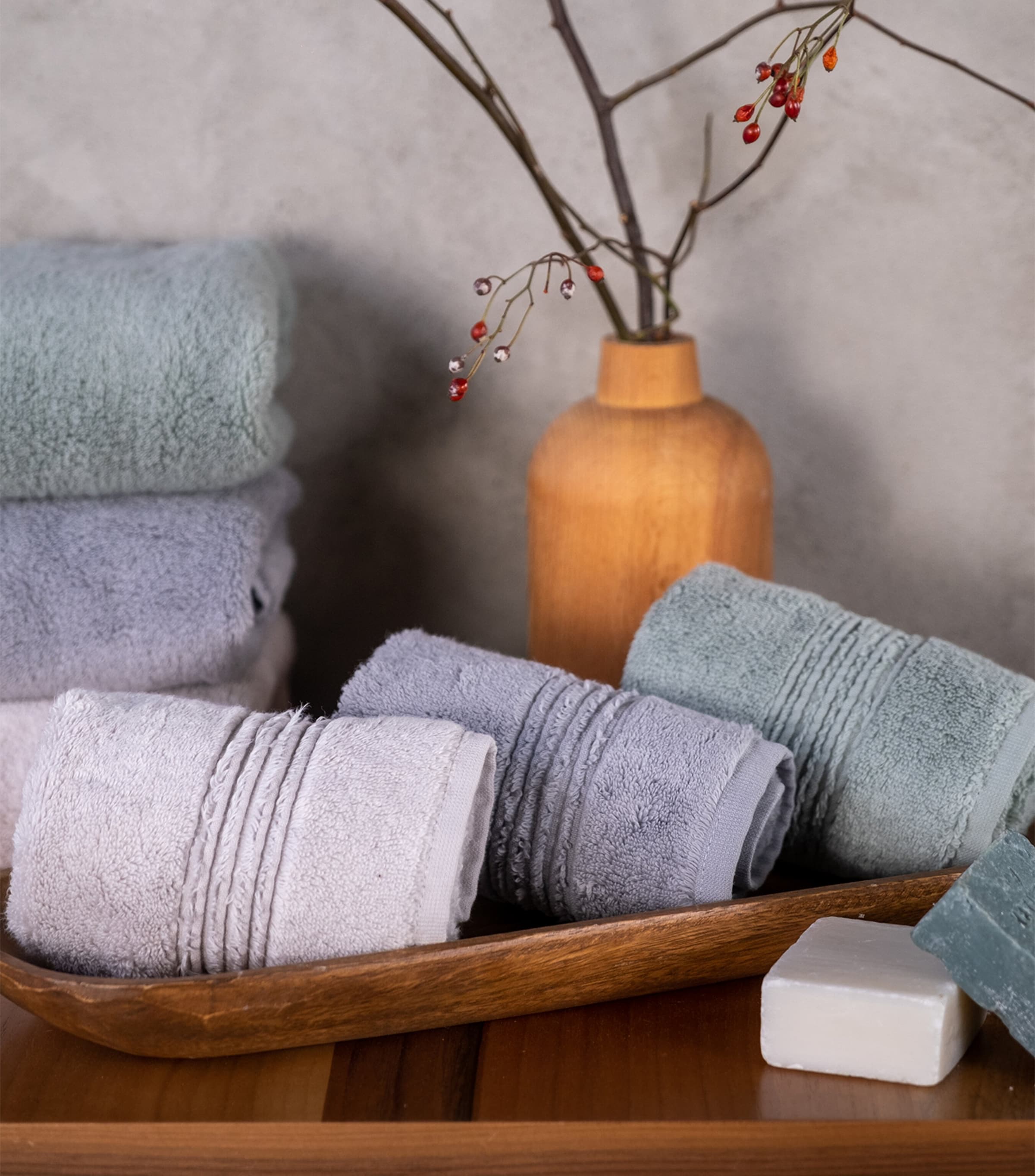 Organic Cotton Galata Hand Towel (50cm x 76cm) DARK FROST Image 3