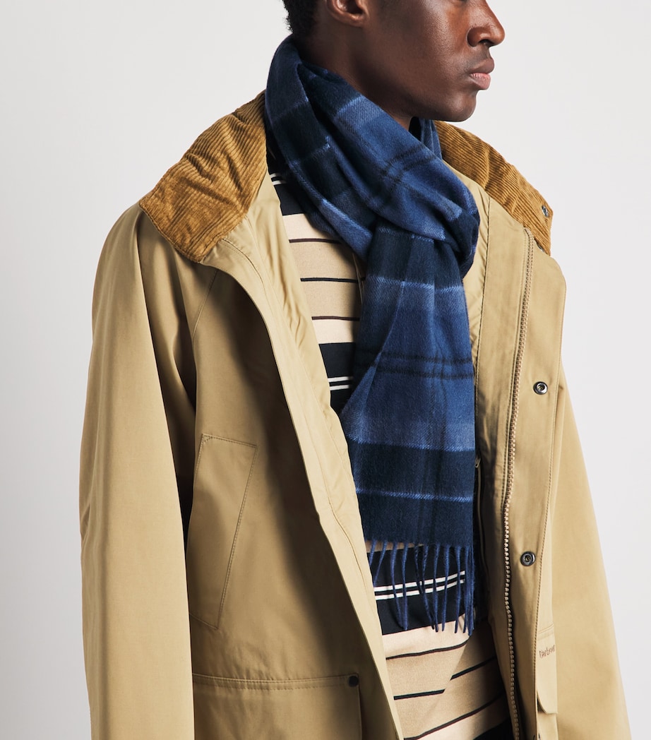Barbour Wool-Cashmere Mineral Tartan Scarf Midnight Loch Image 2
