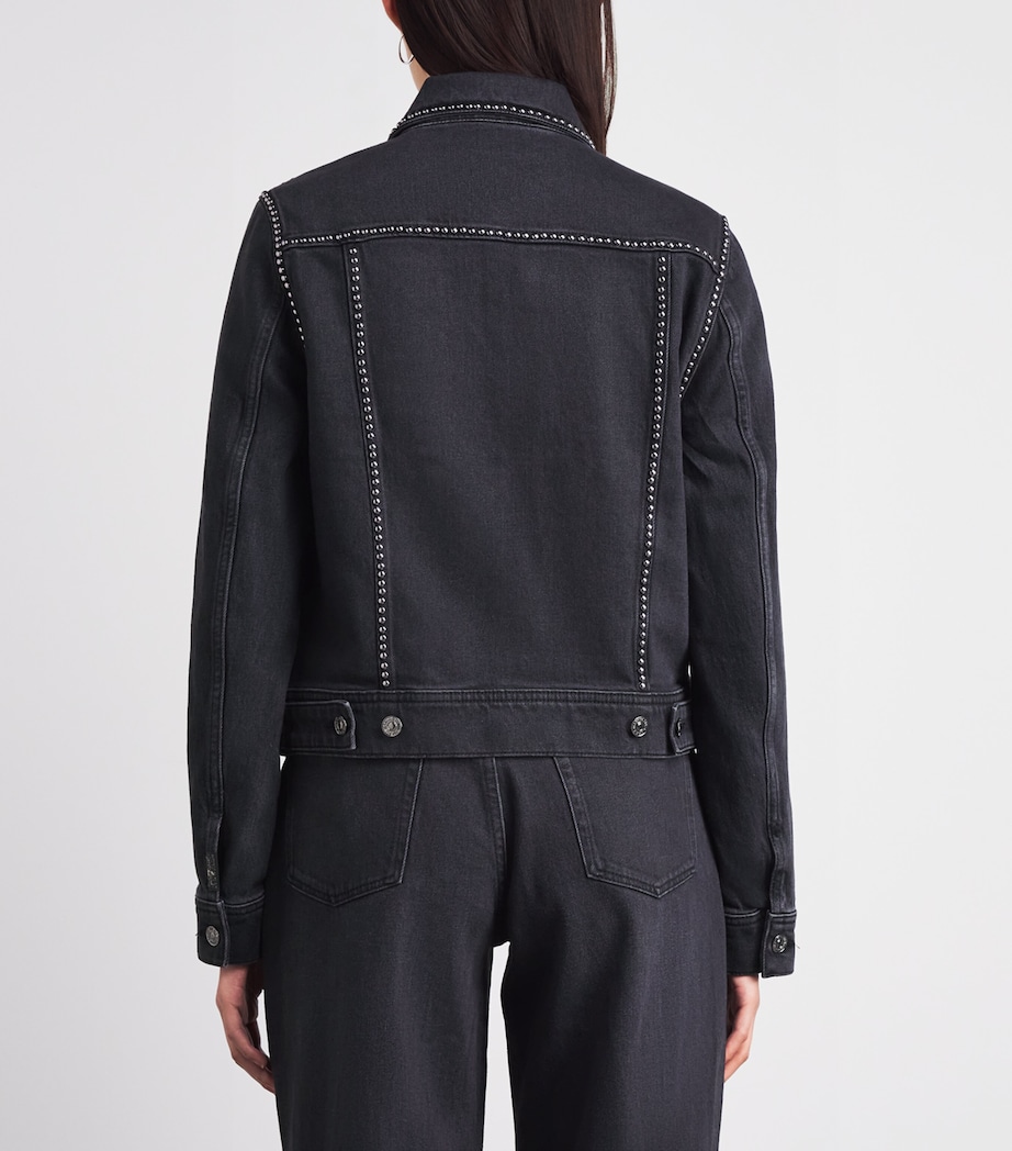 7 For All Mankind Womens Studded Denim Jacket Nocturne Image 5