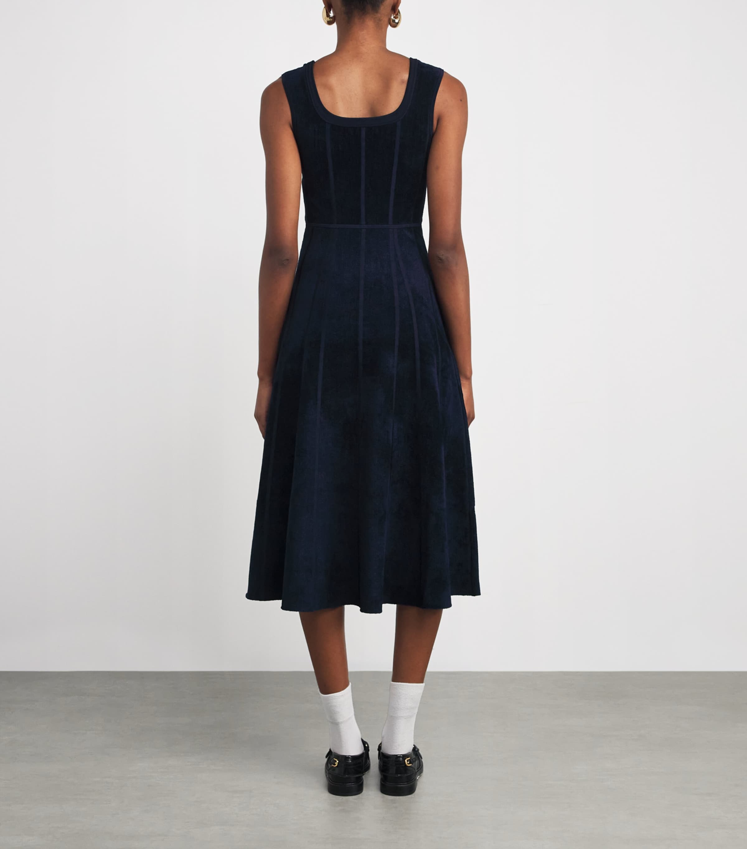 Terry Structured Midi Dress NAVY Image 3