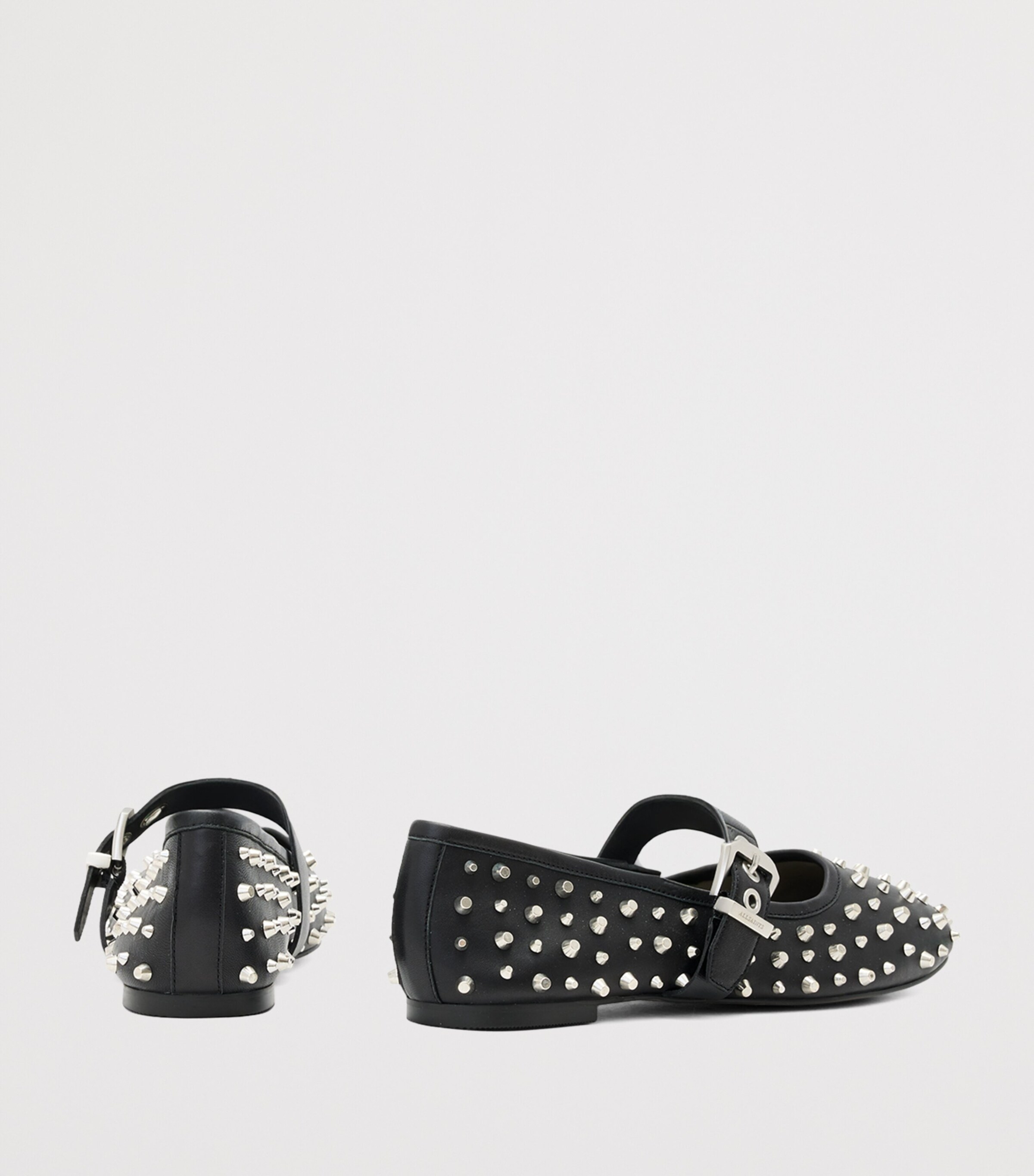 AllSaints Leather Holly Stud Ballet Flats Black Image 4