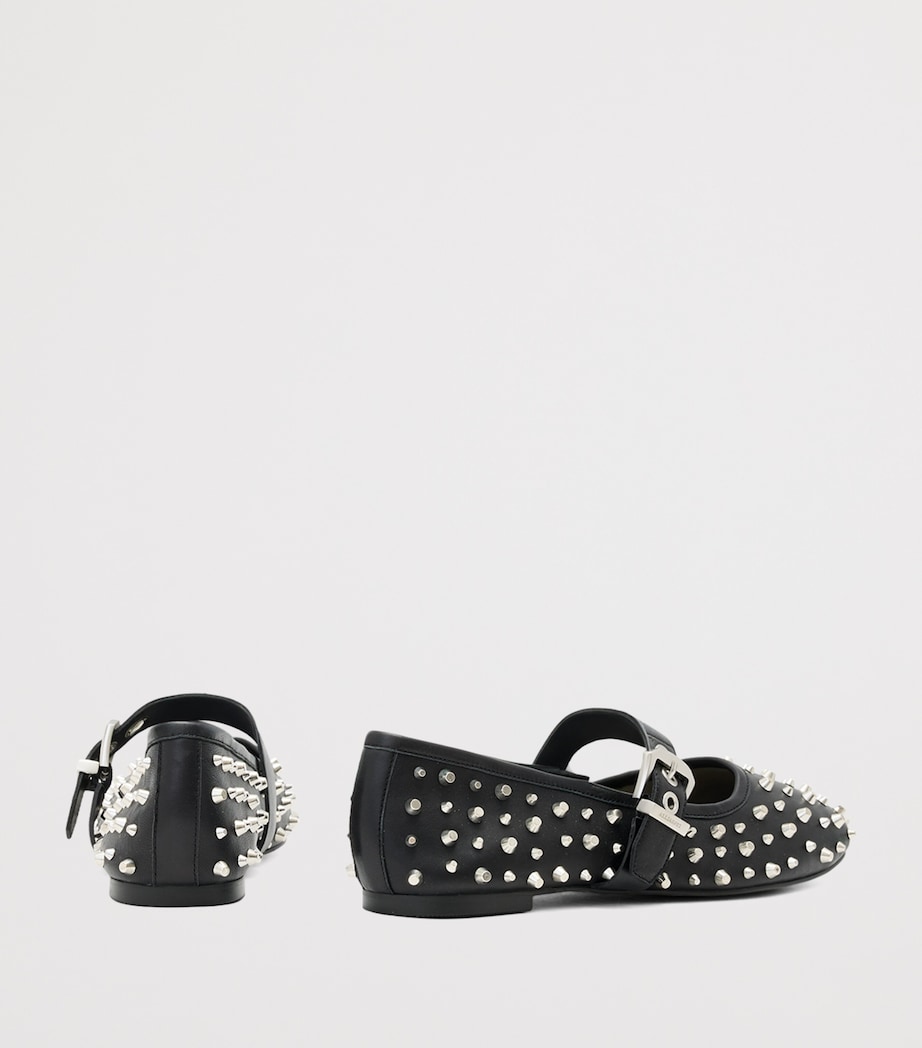 AllSaints Leather Holly Stud Ballet Flats Black Image 4
