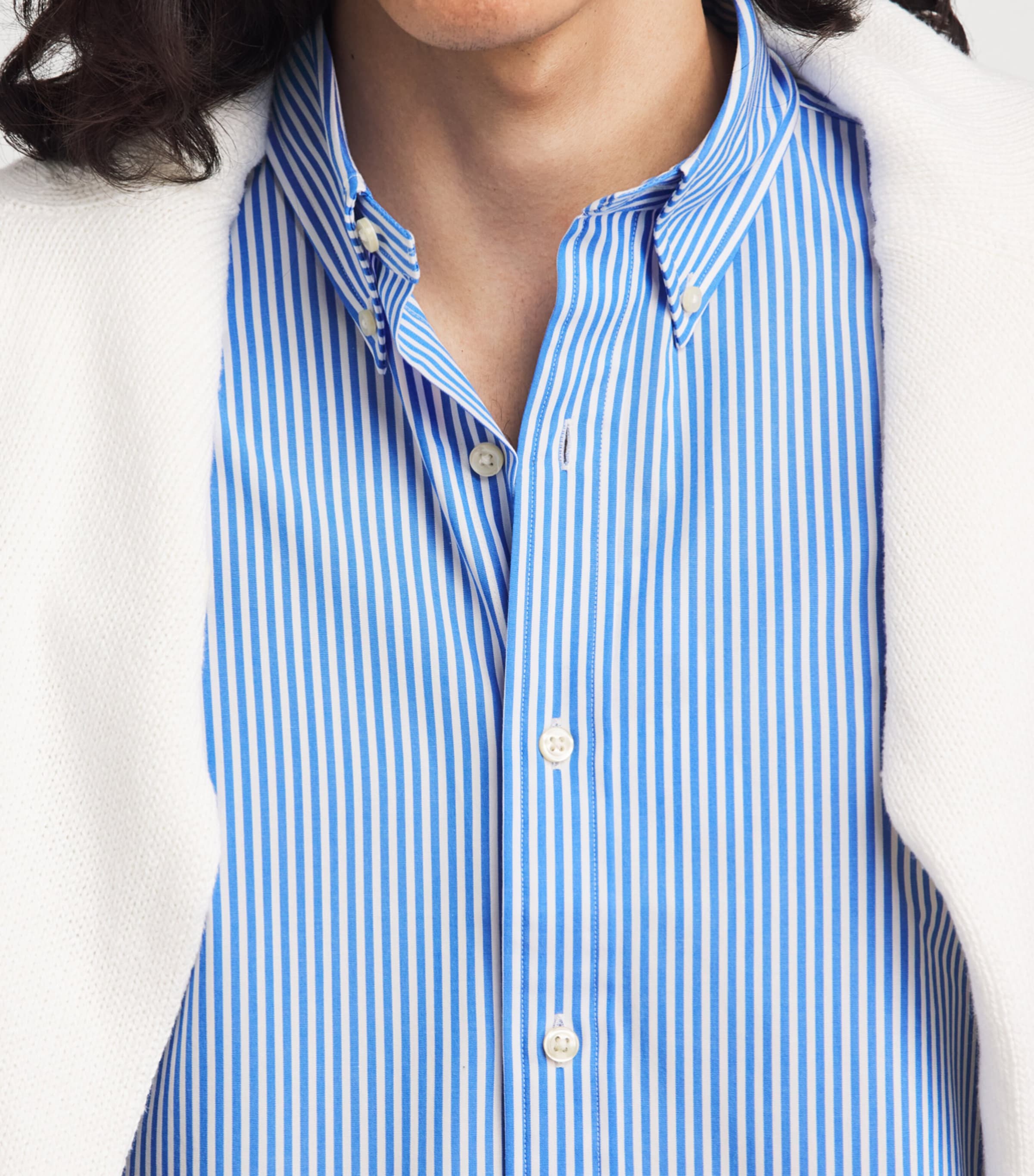 Polo Ralph Lauren Mens Stretch-Cotton Poplin Stripe Shirt Light Blue/wht Image 3