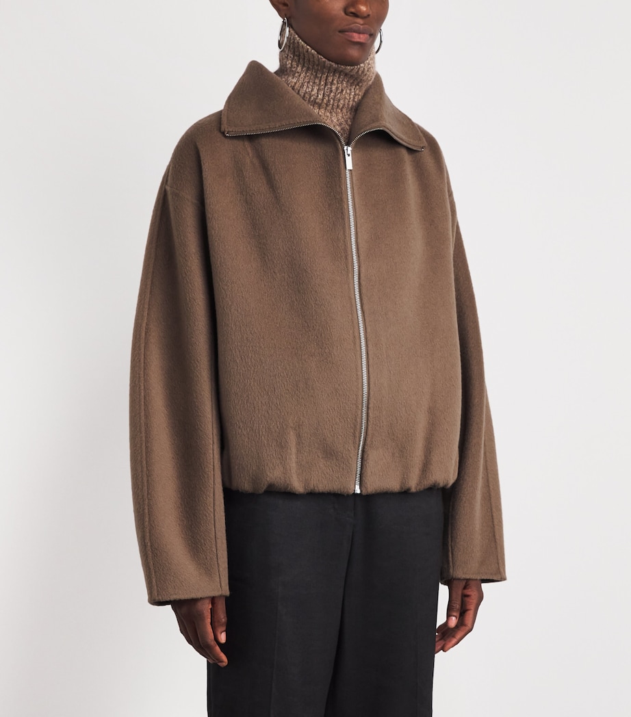 Almada Label Womens Wool Funnel-Neck Lindy Coat Tan Image 4