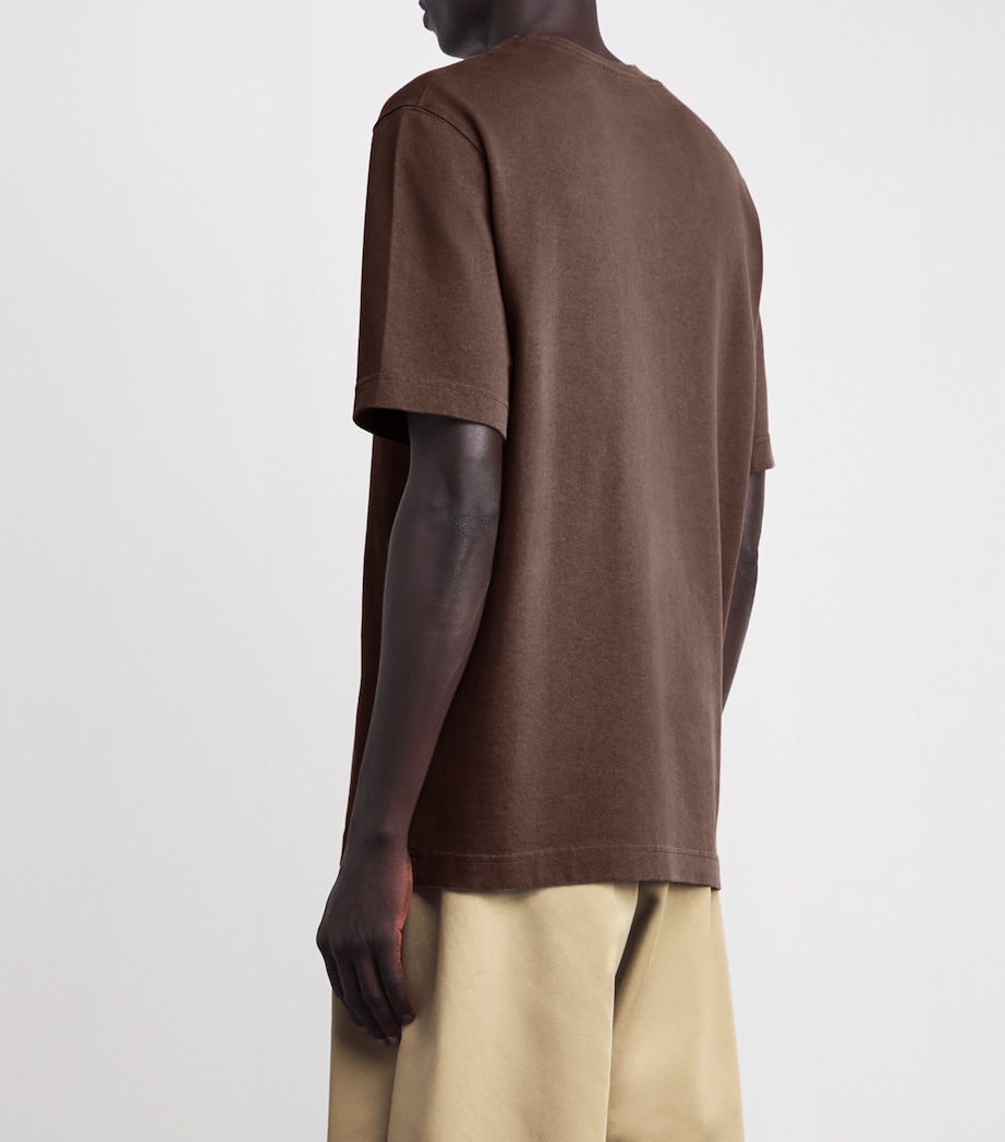 Cotton Logo Patch T-Shirt 880-DARK BROWN Image 4