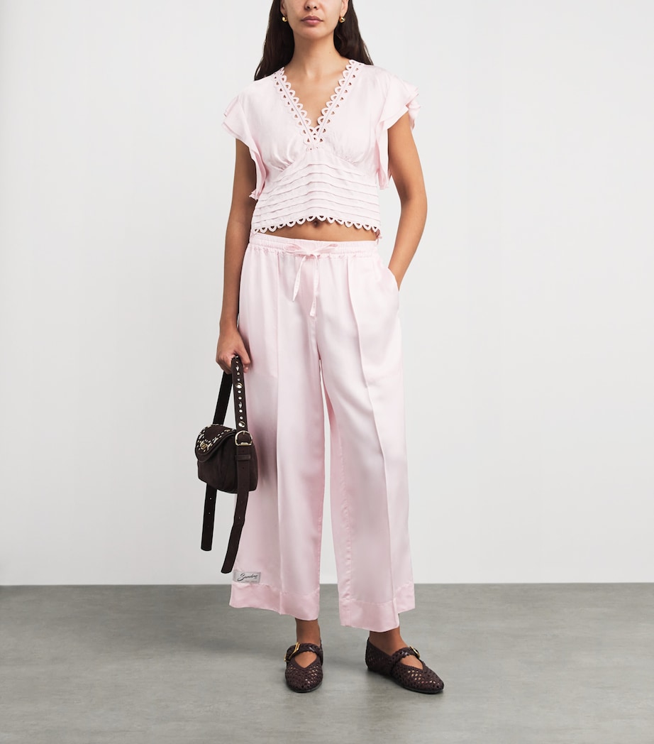 Sandro Paris Womens Tie-Back Crop Top Pink Image 2