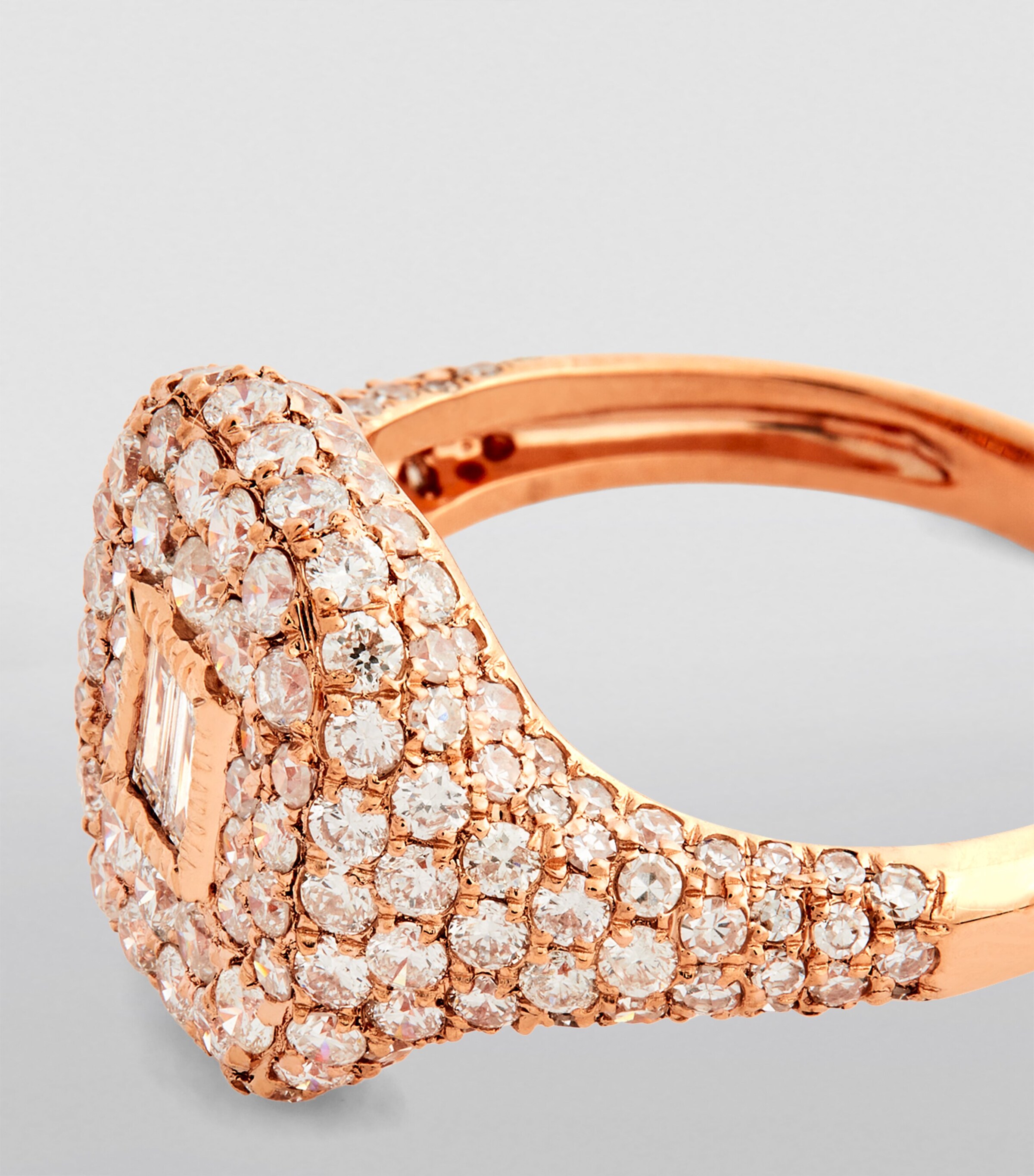 Rose Gold and Diamond New Modern Pinky Ring ROSE GOLD Image 5