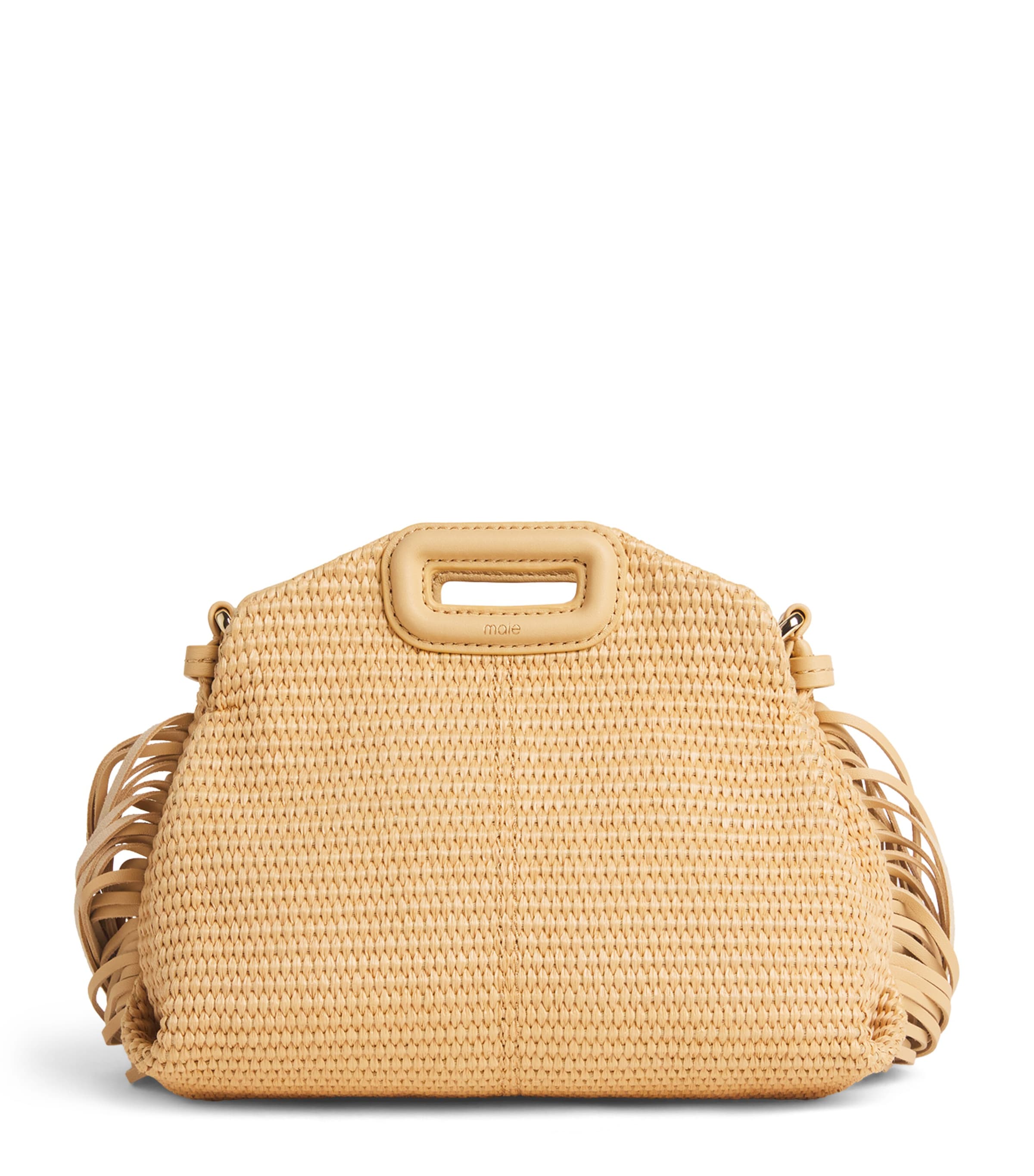 Maje Raffia-Effect Miss M Shoulder Bag Beige Image 1