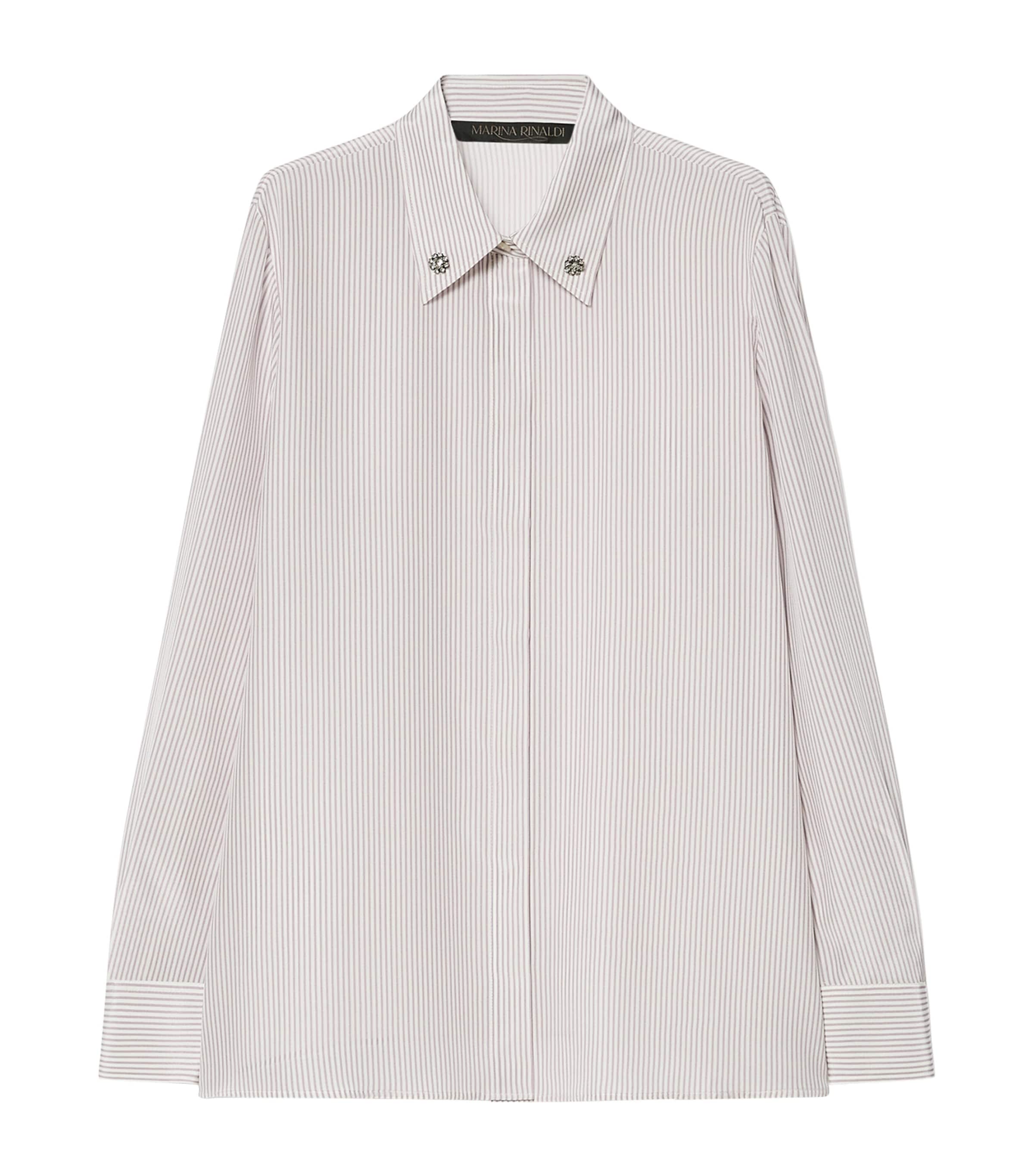 Marina Rinaldi Womens Silk Stripe Shirt Lilac Image 1