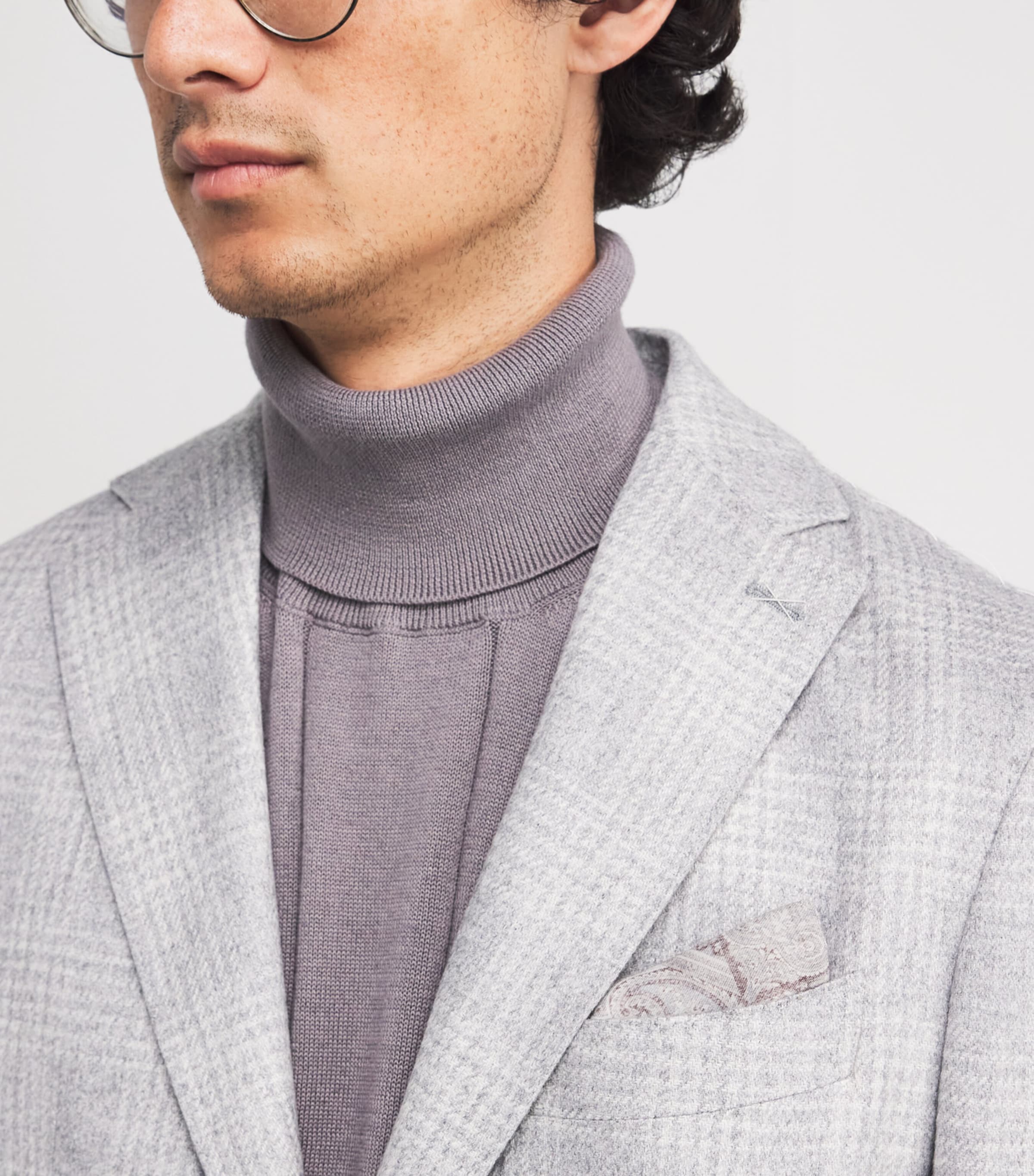 Cotton-Wool Printed Pocket Square MIRTILLO E SABBIA Image 2