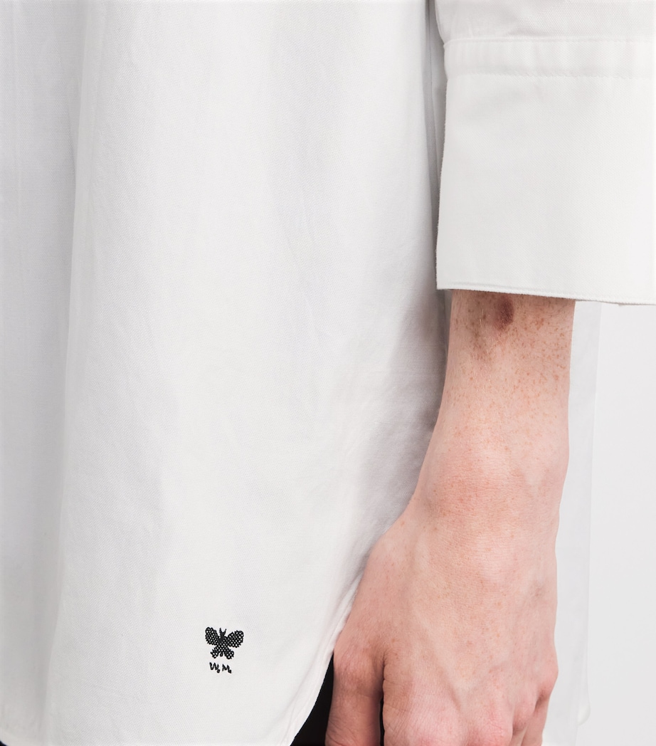 Cotton Cropped-Sleeve Oxford Shirt WHITE Image 6