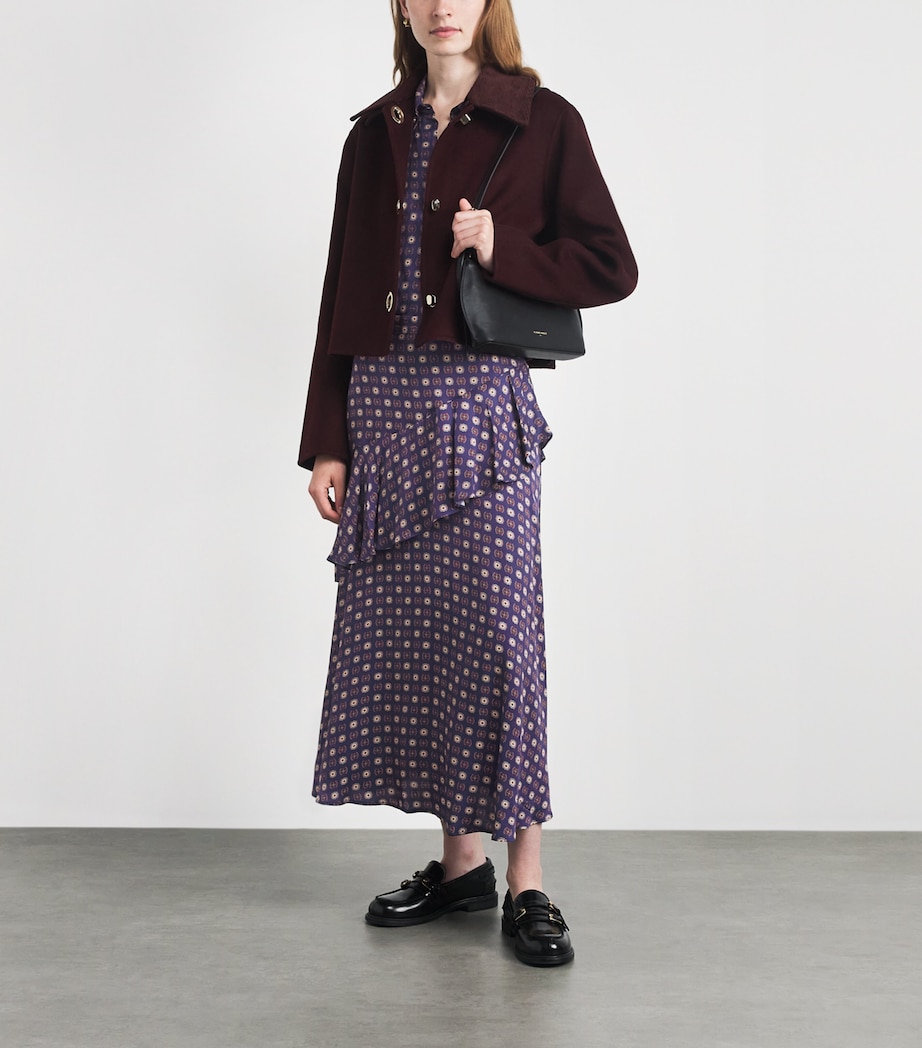 Claudie Pierlot Womens Tiered Midi Skirt Navy Print Image 2