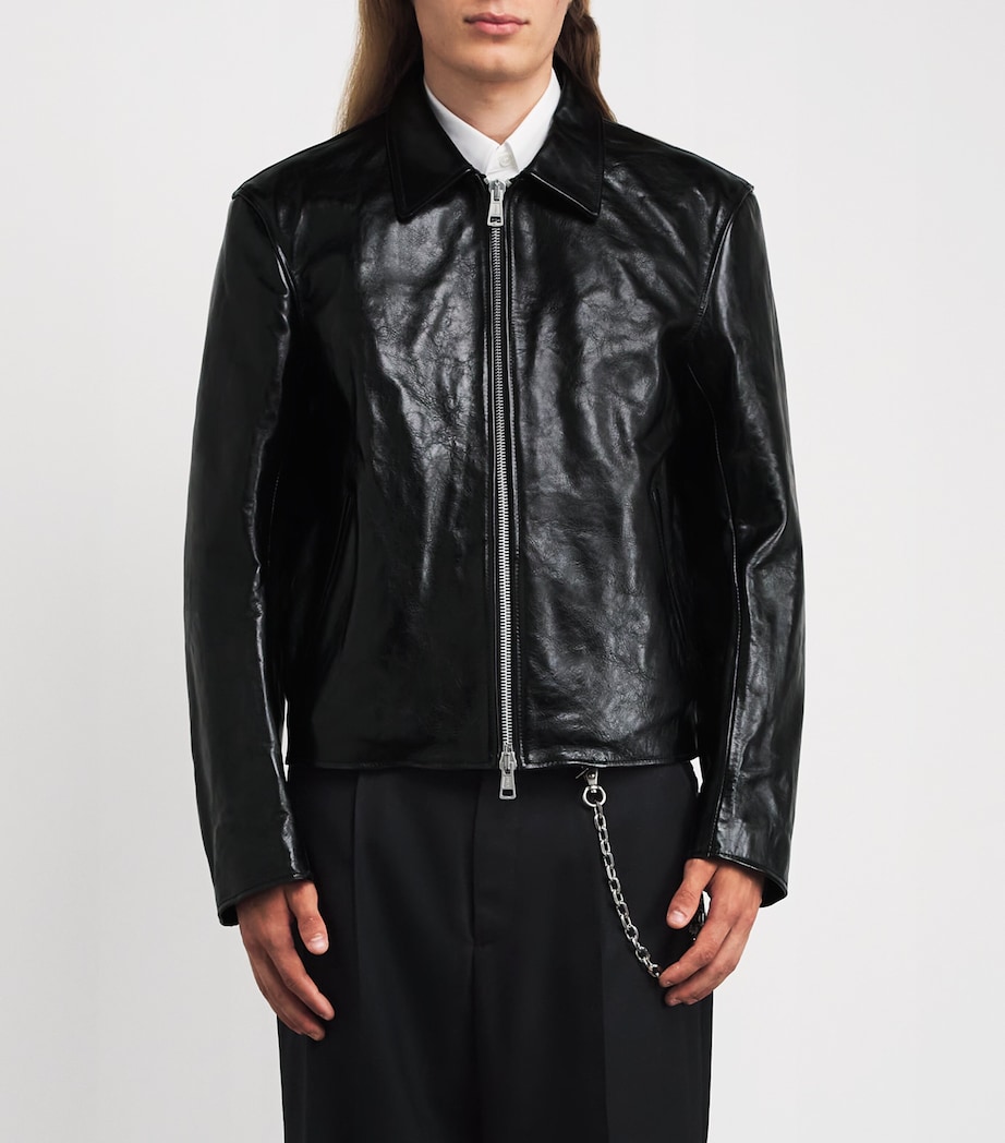 Our Legacy Mens Leather Mini Jacket Top Dyed Blk Lthr Image 3