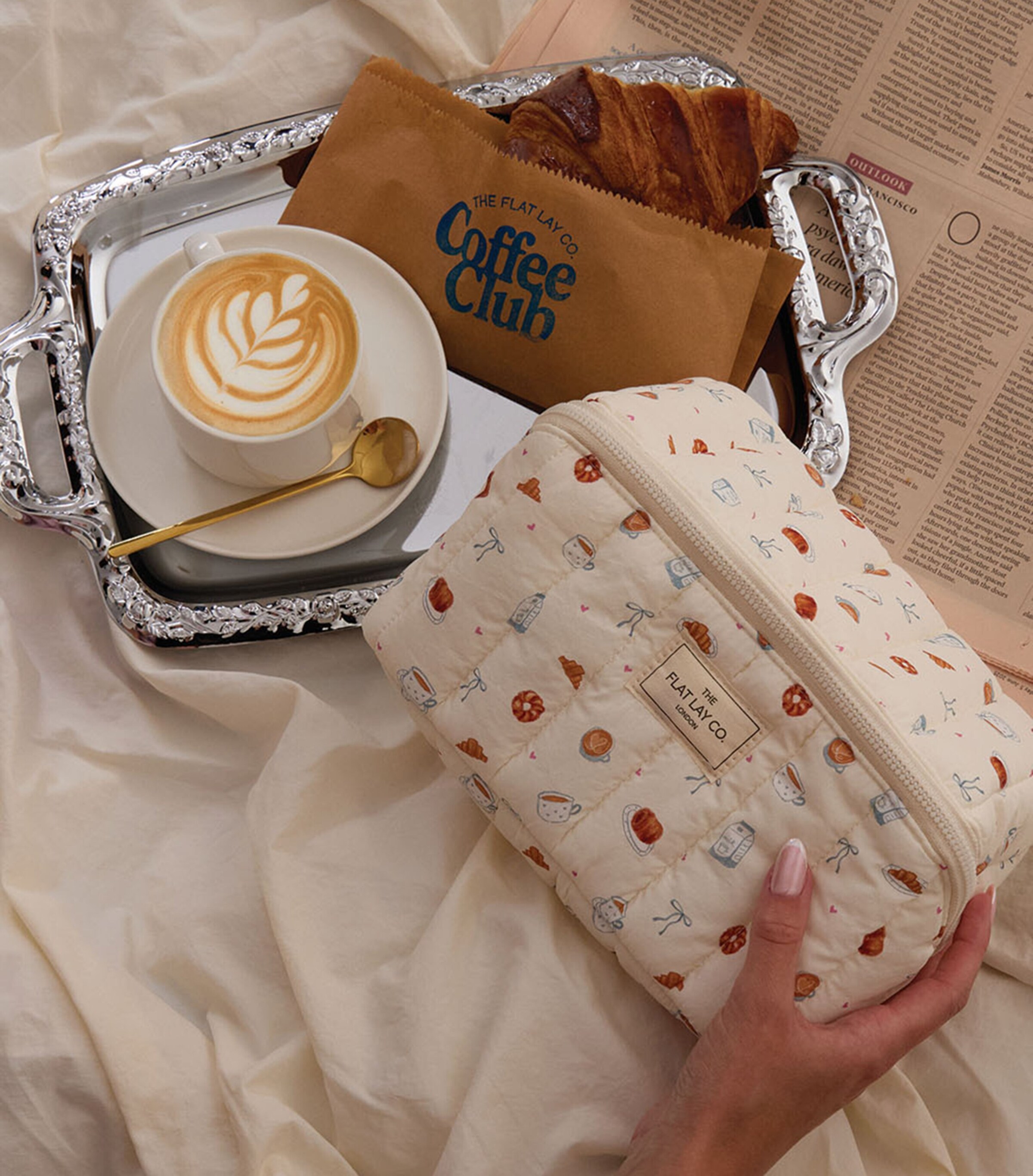 The Flat Lay Co. Printed Flat Lay Make-Up Bag Patisserie Image 9