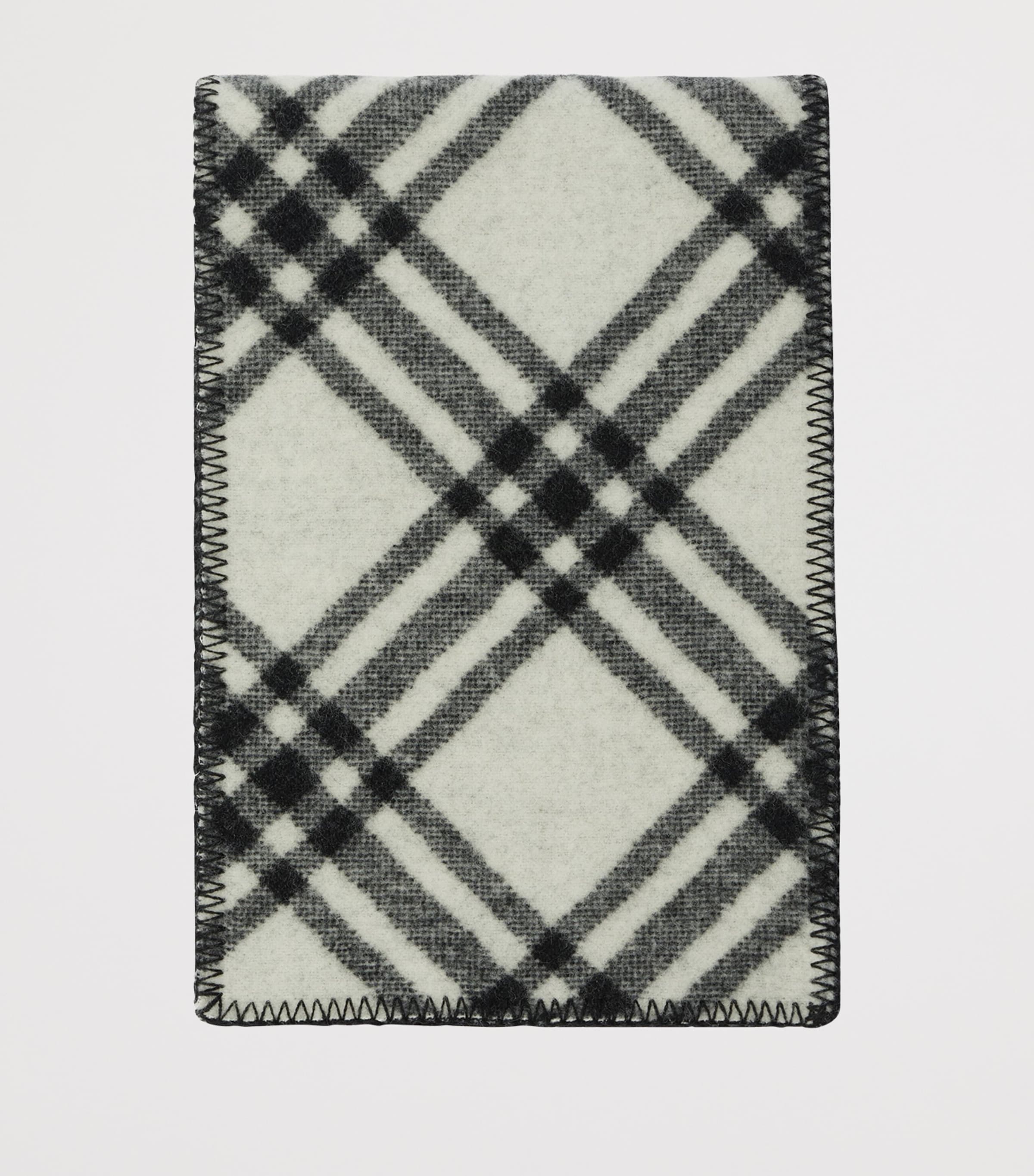 Wool Check Scarf BLACK Image 2