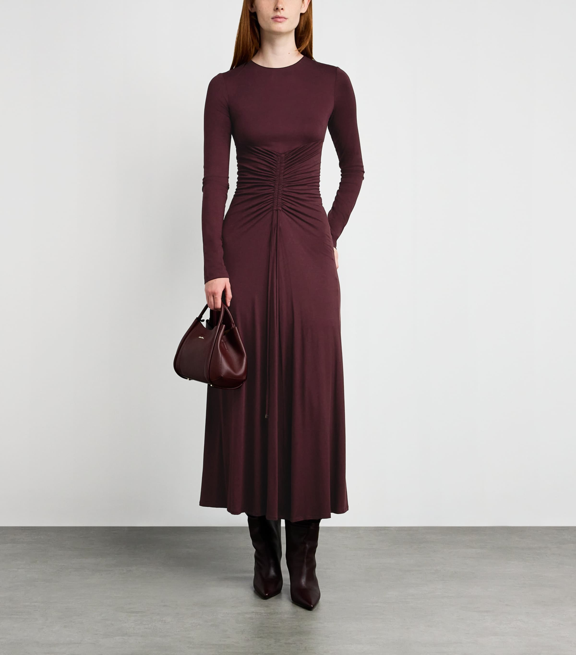 Jersey Ruched Maxi Dress CHERRY Image 2