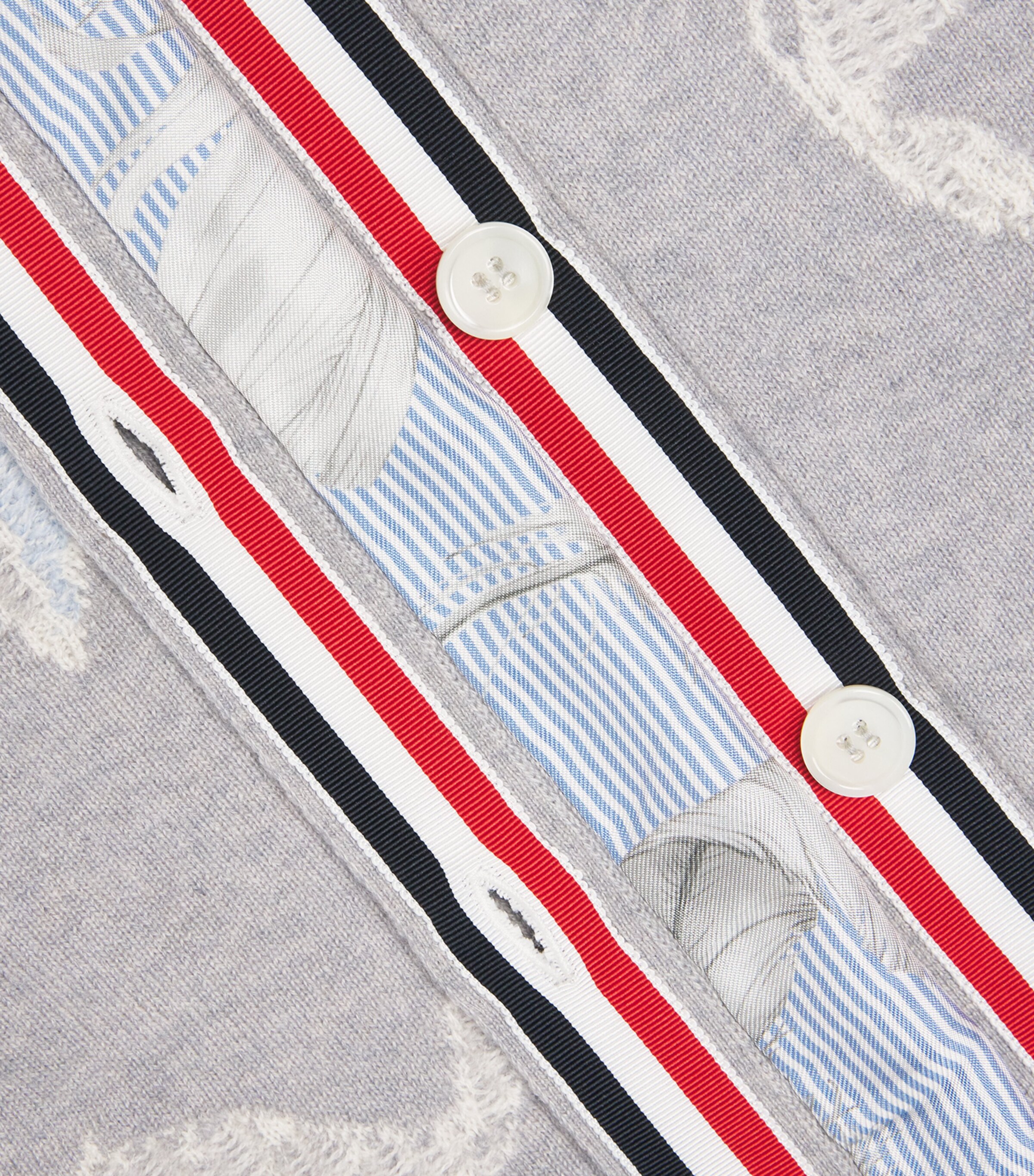 Cashmere Intarsia Cardigan PALE GREY Image 2