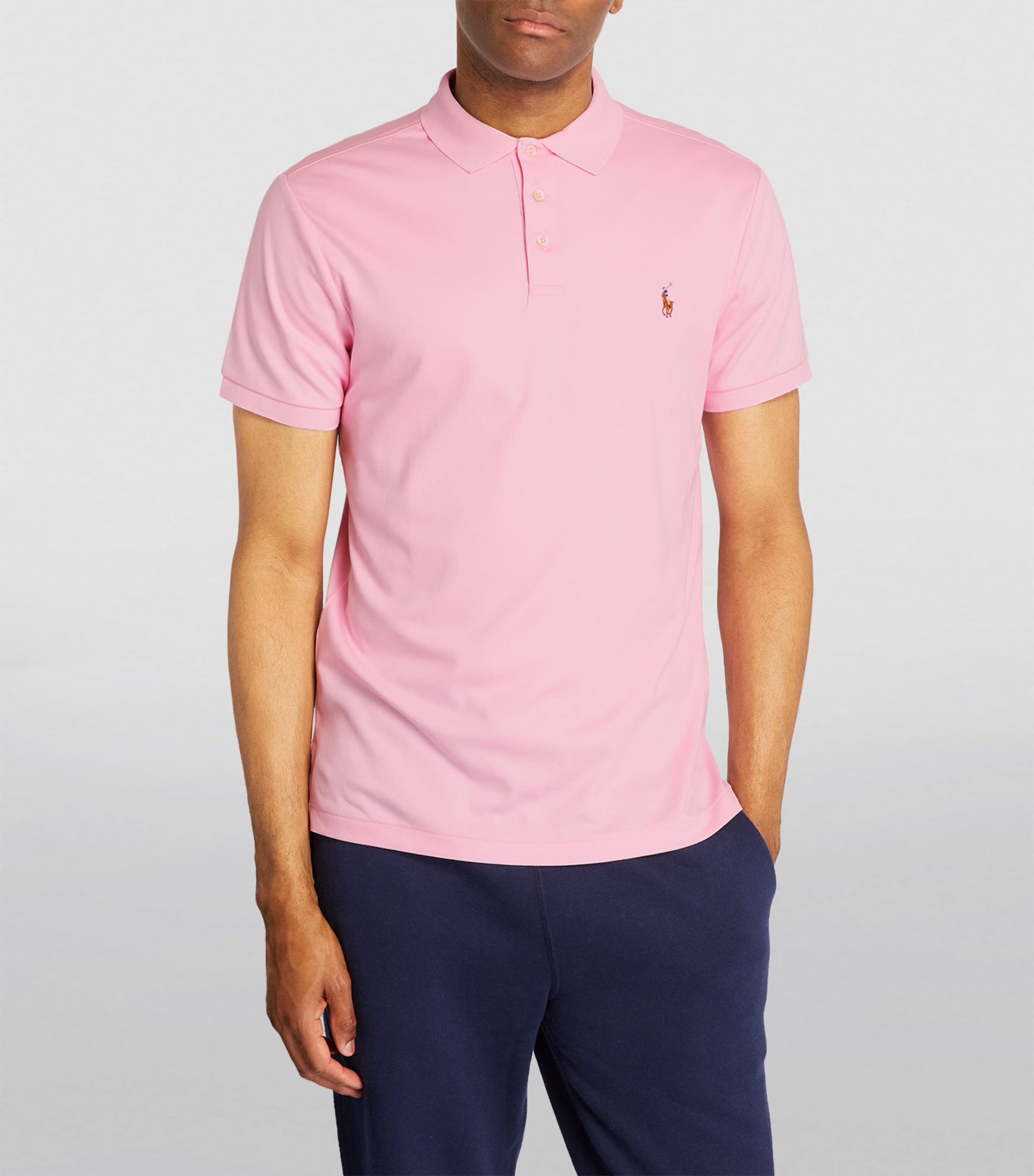 Polo Ralph Lauren Mens Cotton Mesh Custom-Fit Polo Shirt Pink Image 3
