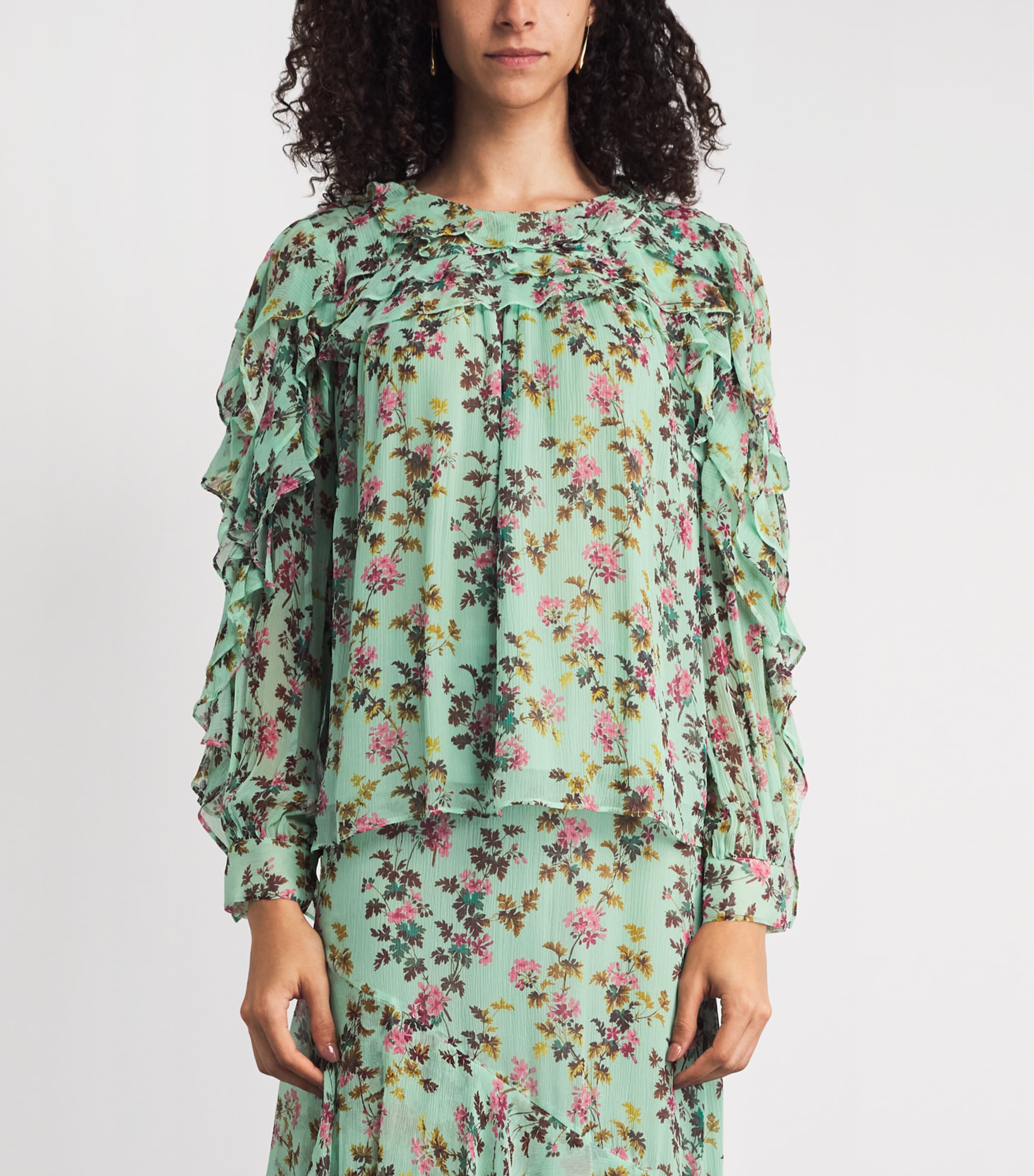 Ulla Johnson Womens Silk Ruffled Willow Blouse Opaline Image 4