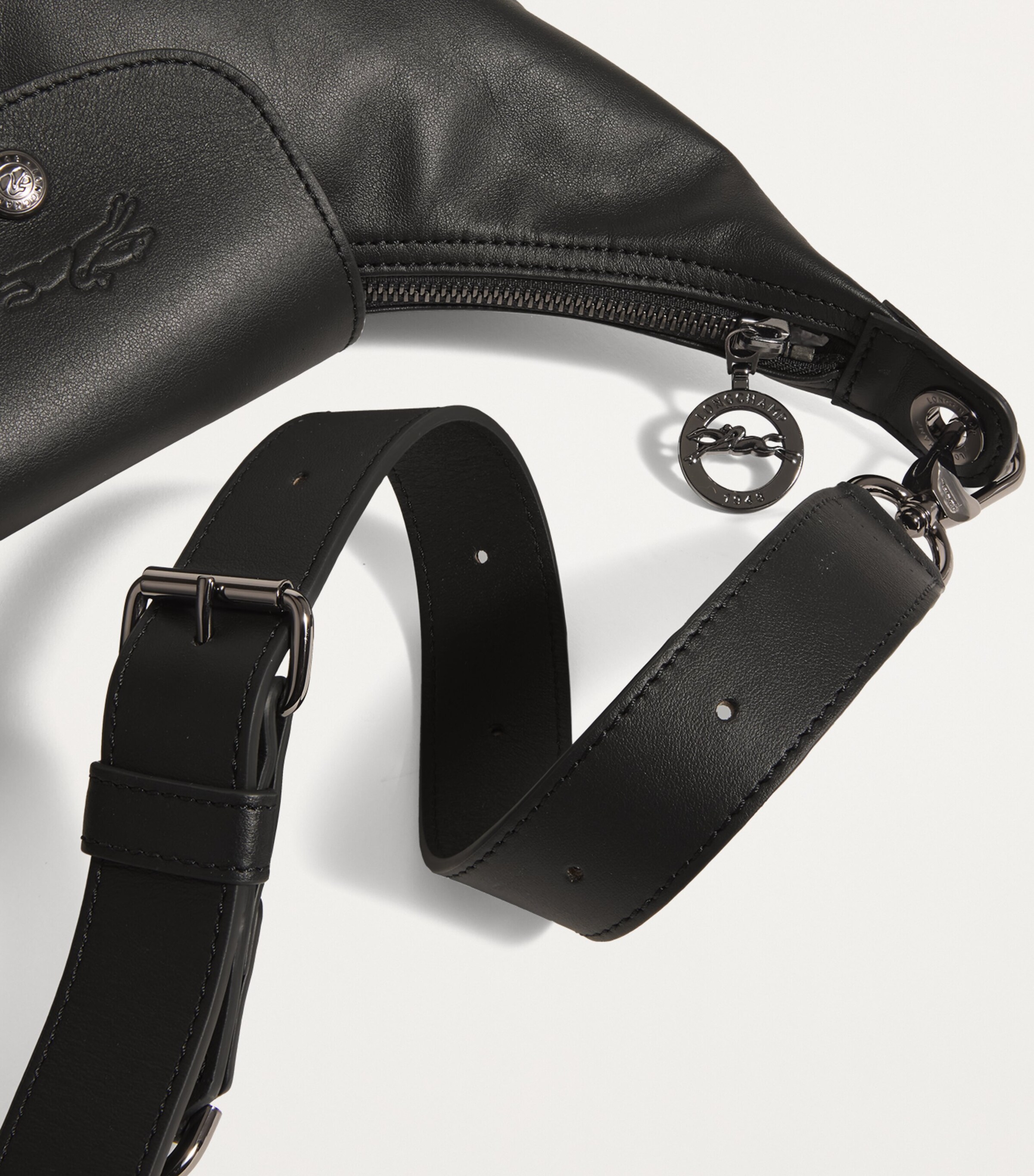 Longchamp Medium Leather Le Pliage Xtra Shoulder Bag Black Image 6