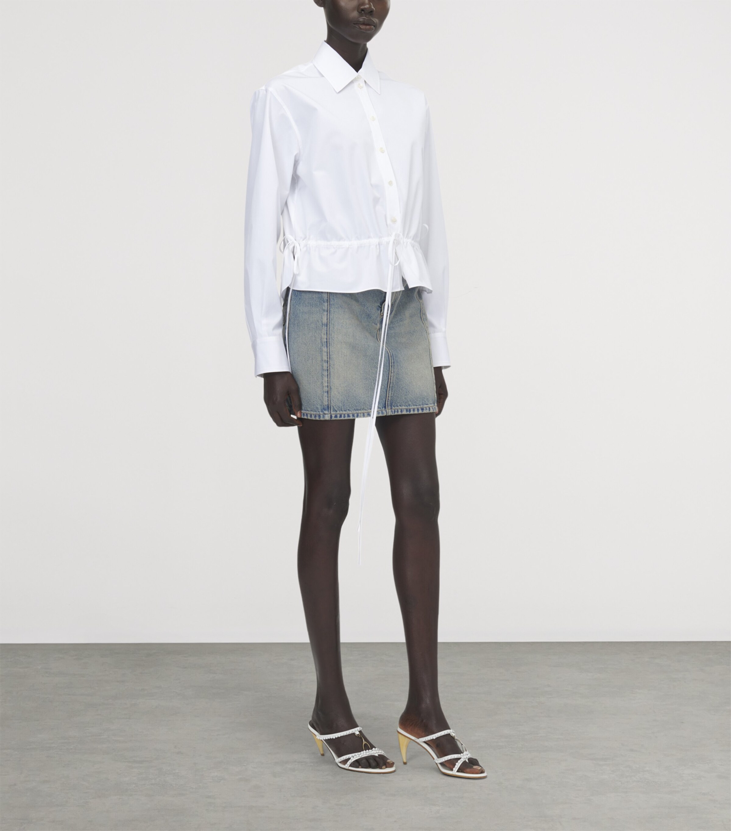 McQueen Womens Cotton Drawstring-Waist Shirt Image 2