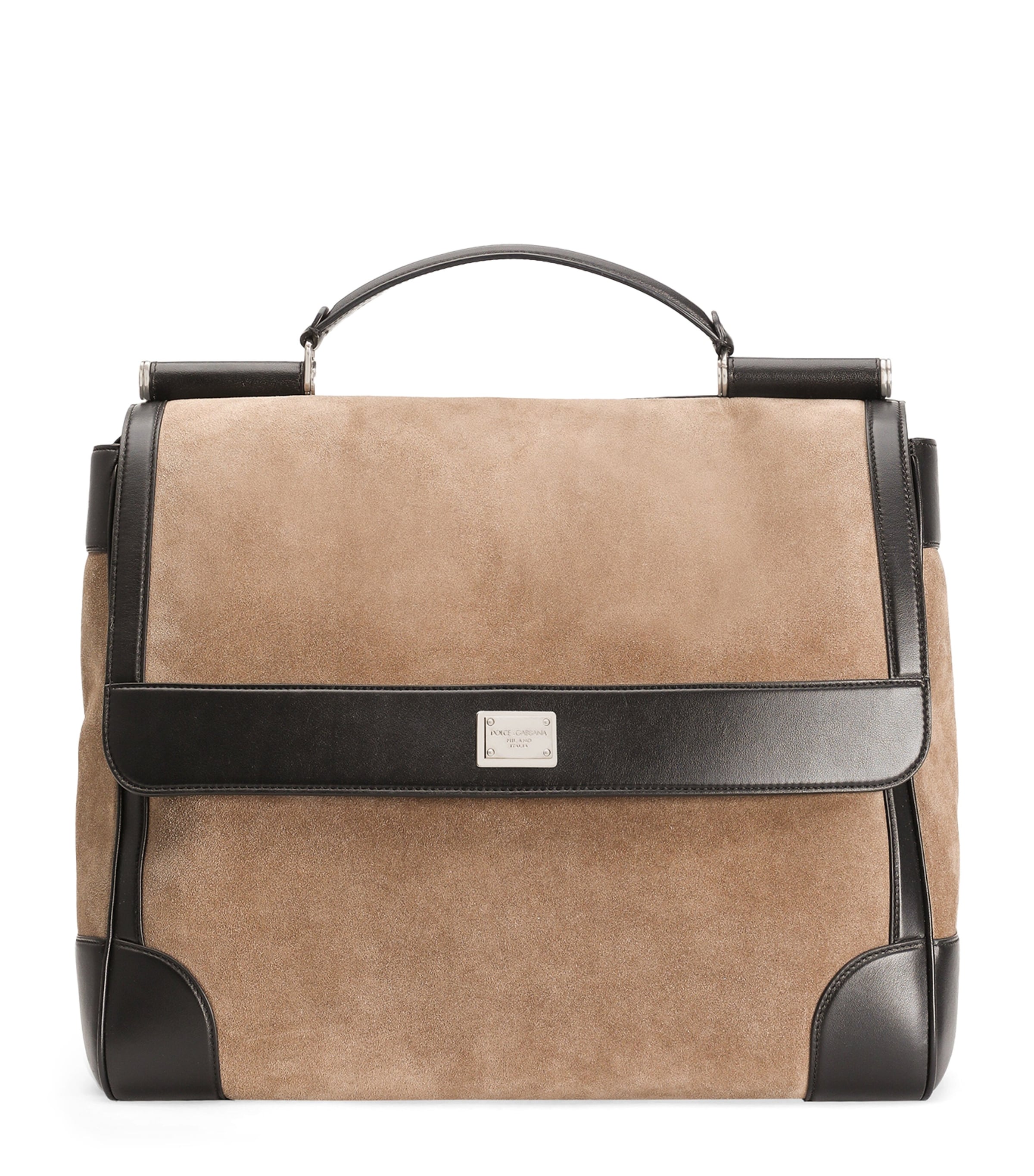 Suede Sicily Top-Handle Bag 8M067-NUT/BLACK Image 1