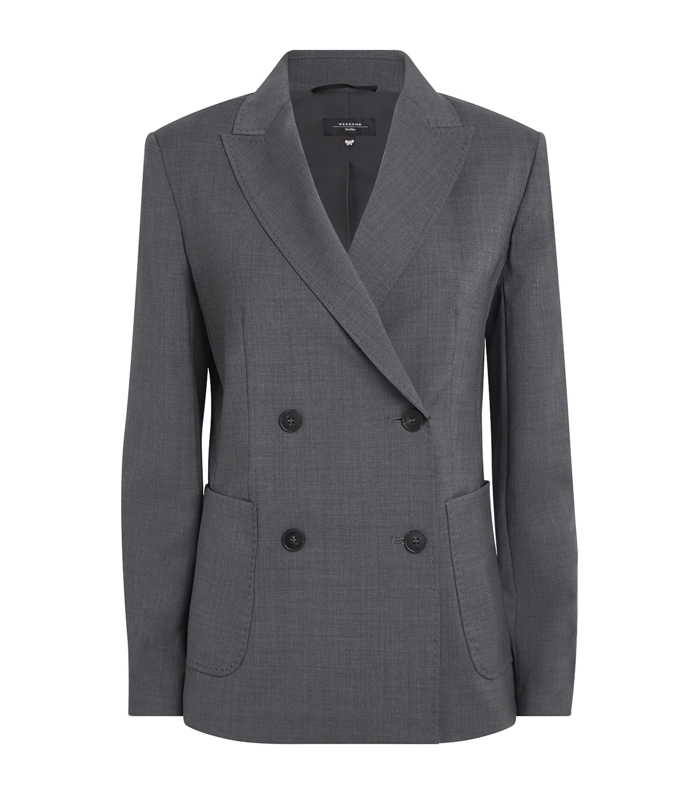 Weekend Max Mara Virgin Wool Double-breasted Blazer In Gray