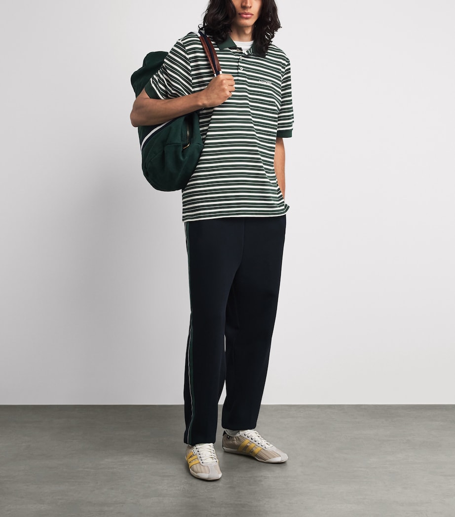 Manors Mens Piqué Stripe GOAT Polo Shirt Pine Green Image 2