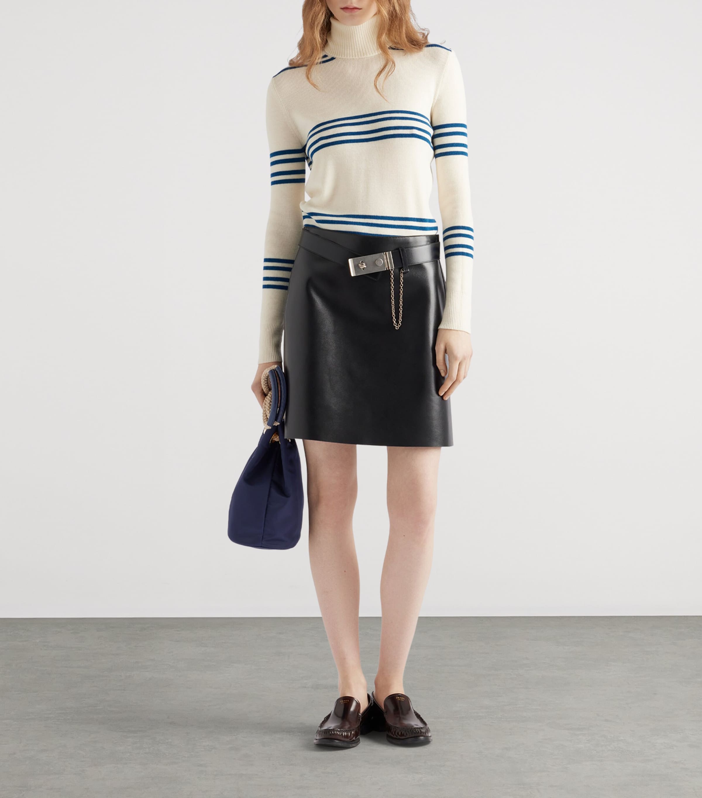 ミニスカート PRADA Belt skirt Prada Pleated Leather Miniskirt | Black | FARFETCH