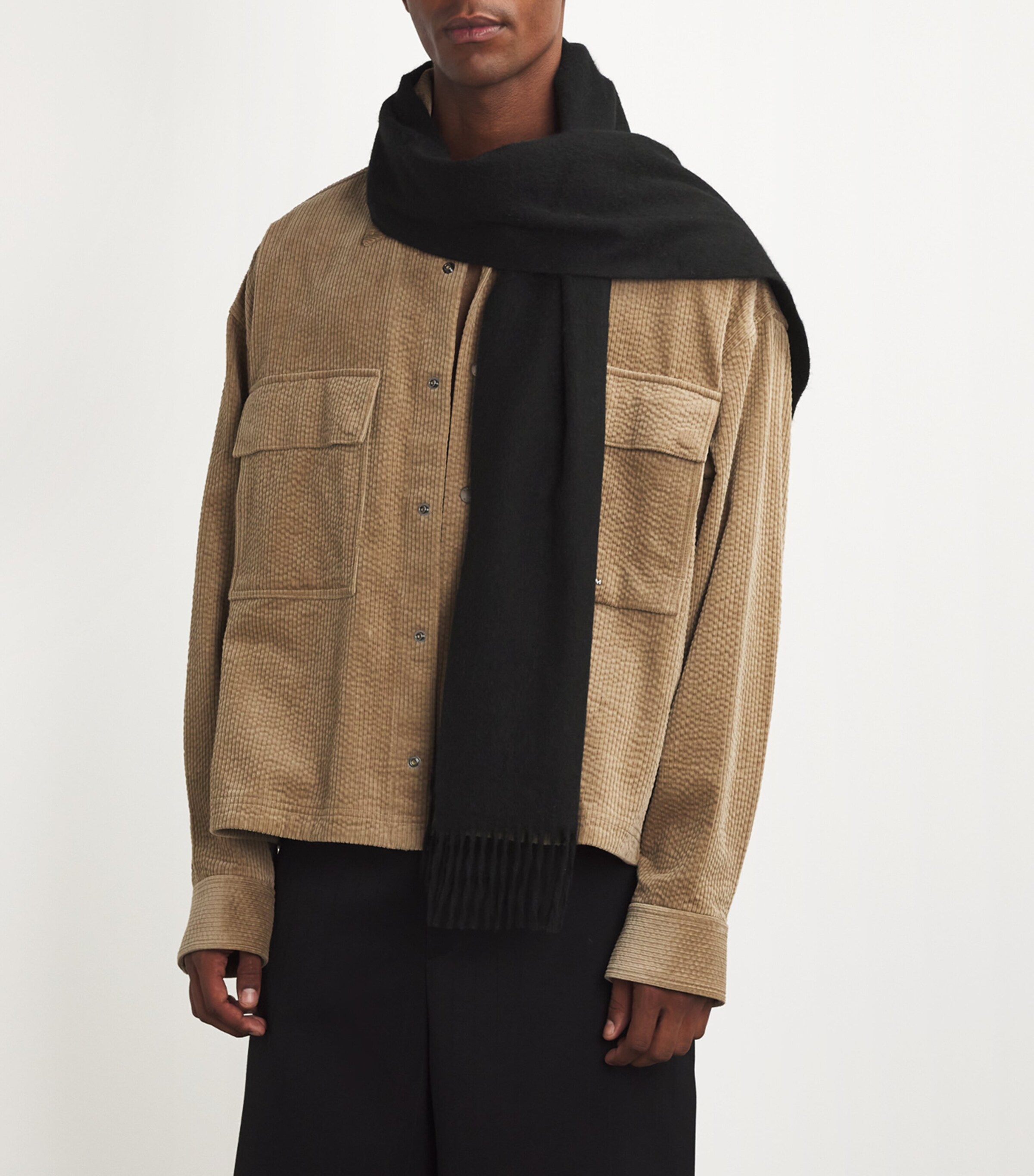 Harrods Mens Cashmere Scarf Coal Image 4