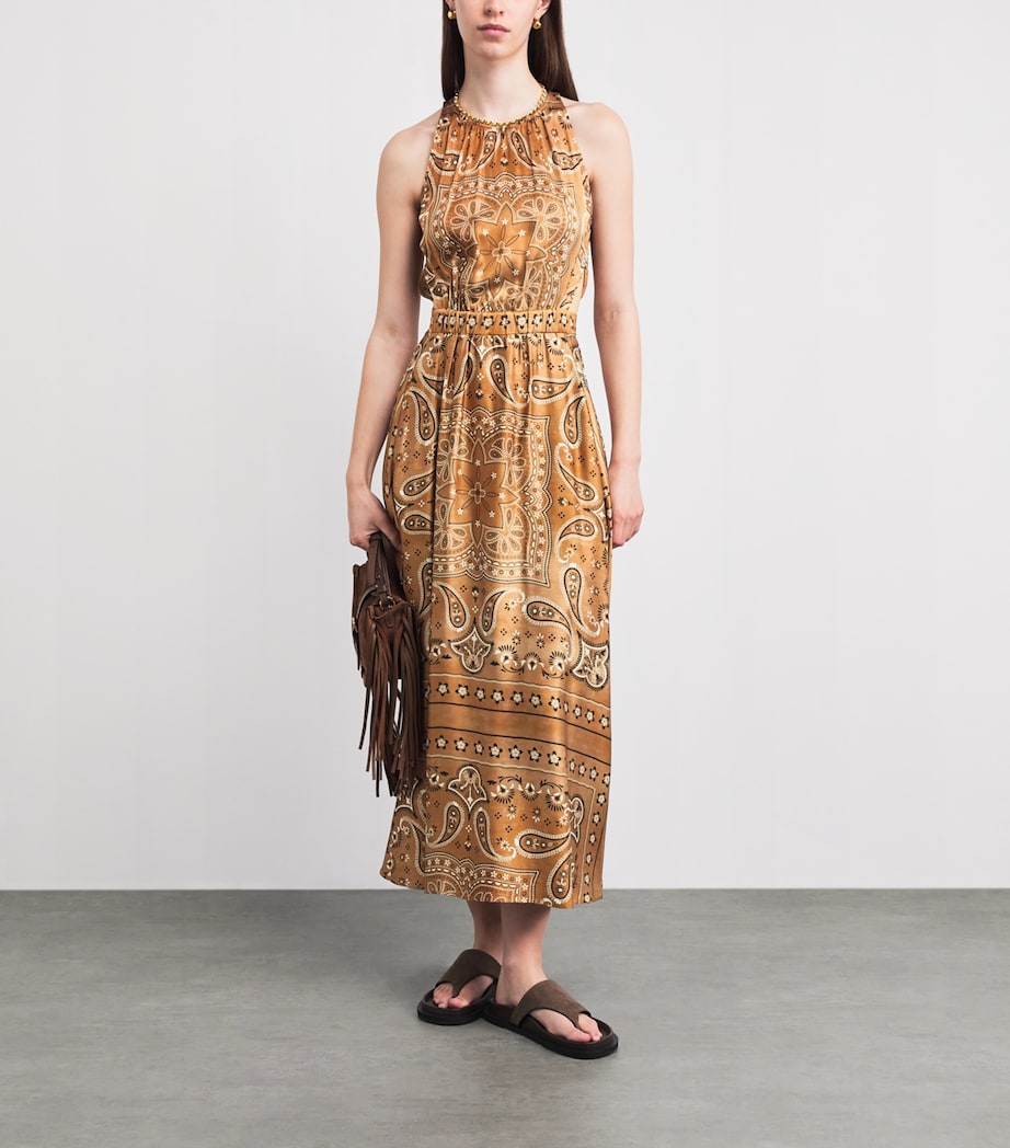 Sandro Paris Womens Bandana Print Midi Dress Brown / Black Image 2