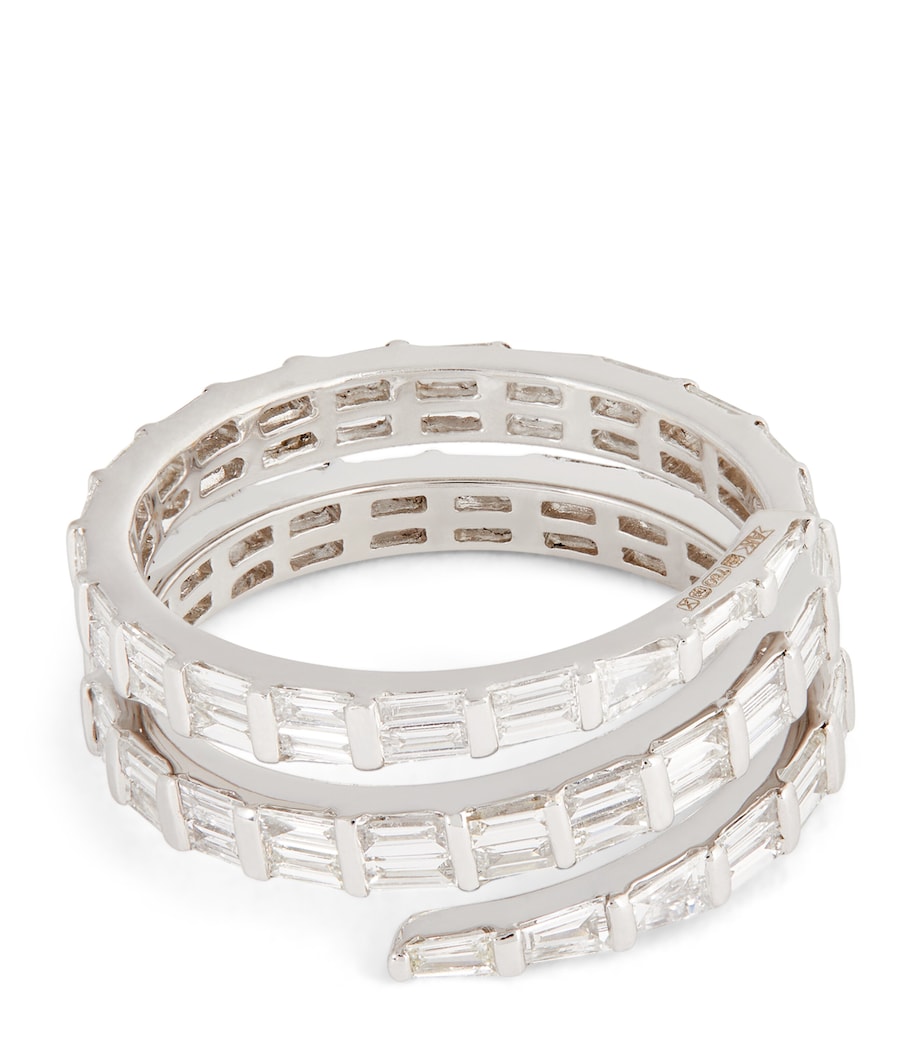 White Gold and Diamond Coil Ring WHITE GOLD Image 1