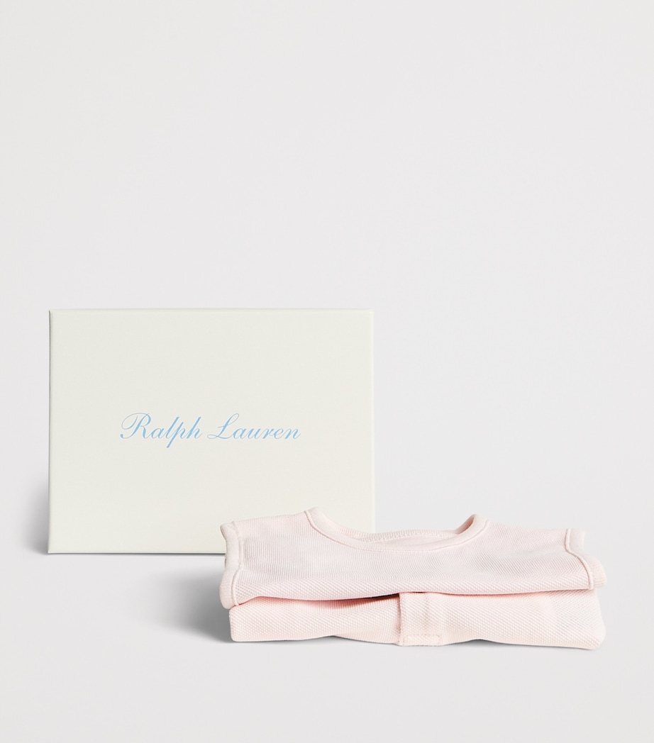 Ralph Lauren Kids Cotton Bodysuit and Bib Set (3-12 Months) Delicate Pink Image 3