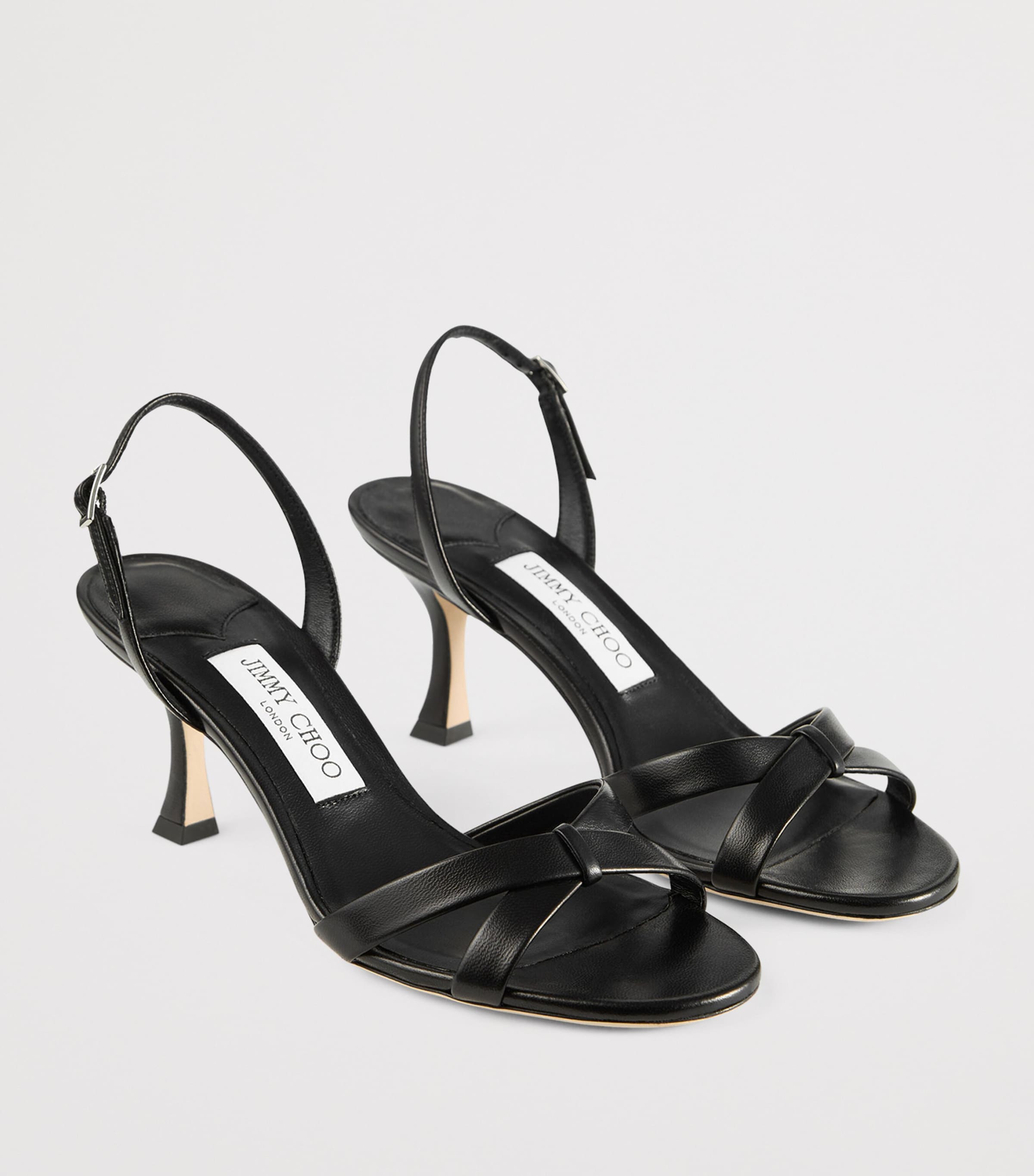 Elsy 70 Leather Heeled Sandals BLACK Image 6