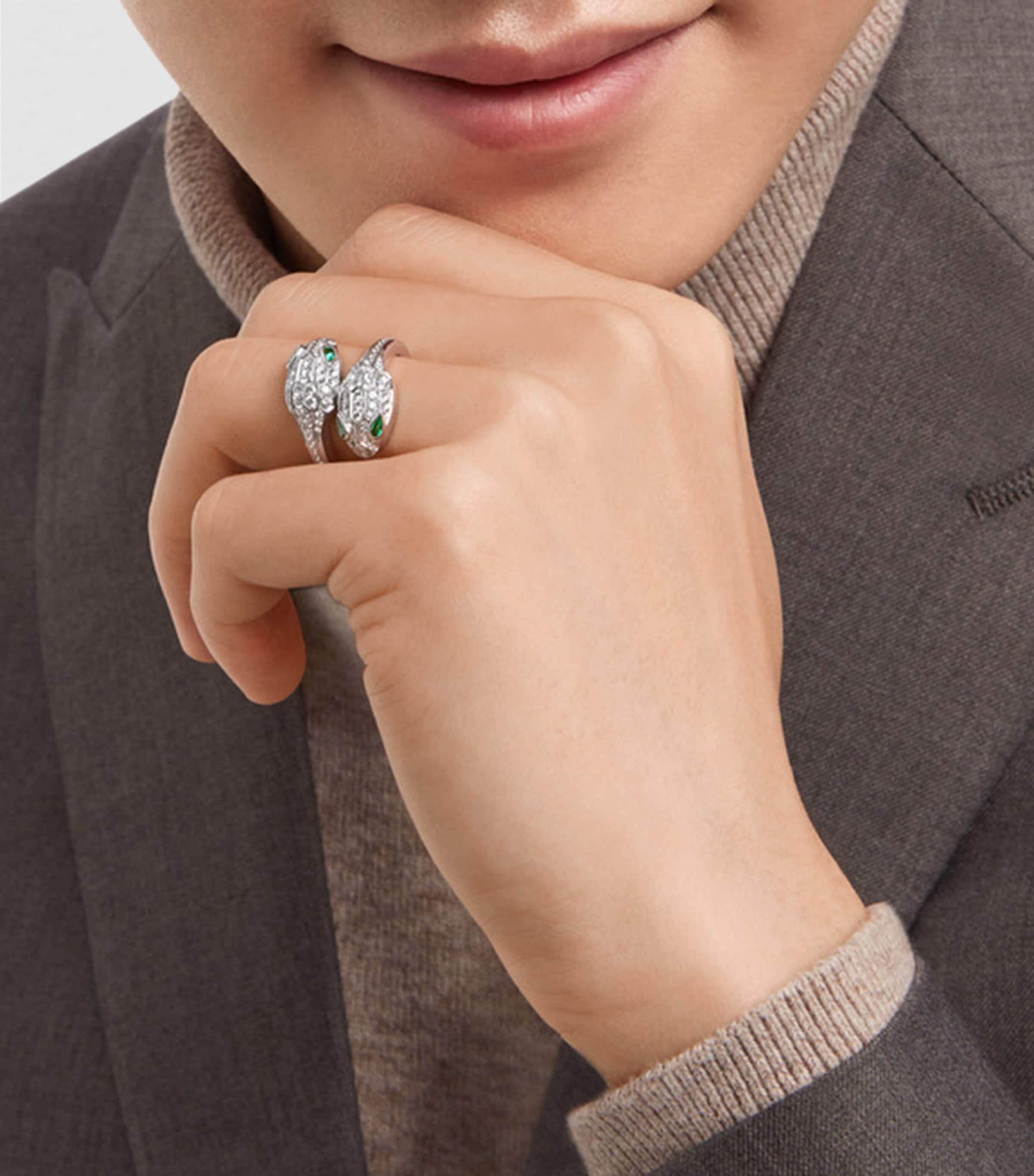 White Gold, Diamond and Emerald Serpenti Seduttori Ring WHITE GOLD Image 8