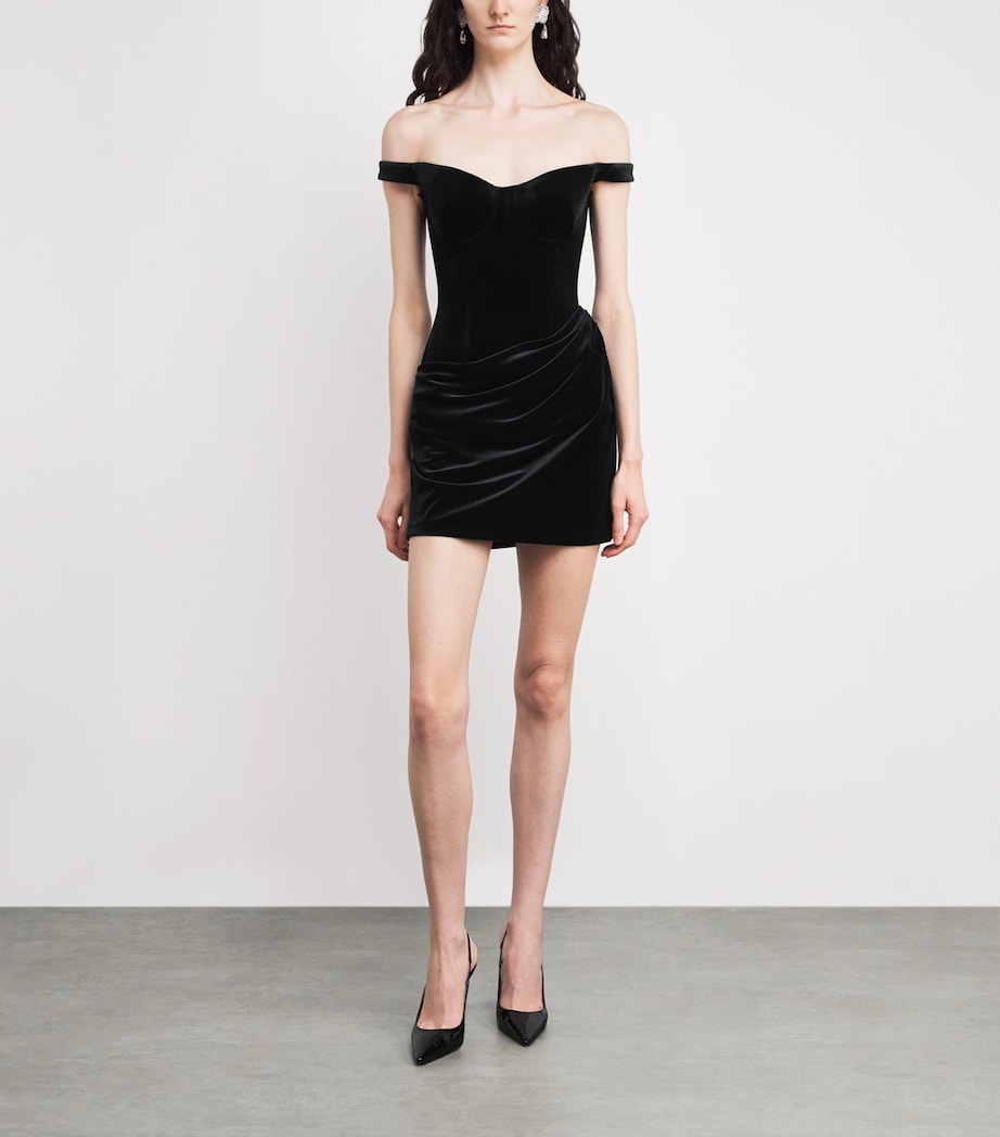 Alex Perry Velvet Off-The-Shoulder Mini Dress - Black - 12 Alex Perry Velvet Off-The-Shoulder Mini Dress - Black - 12