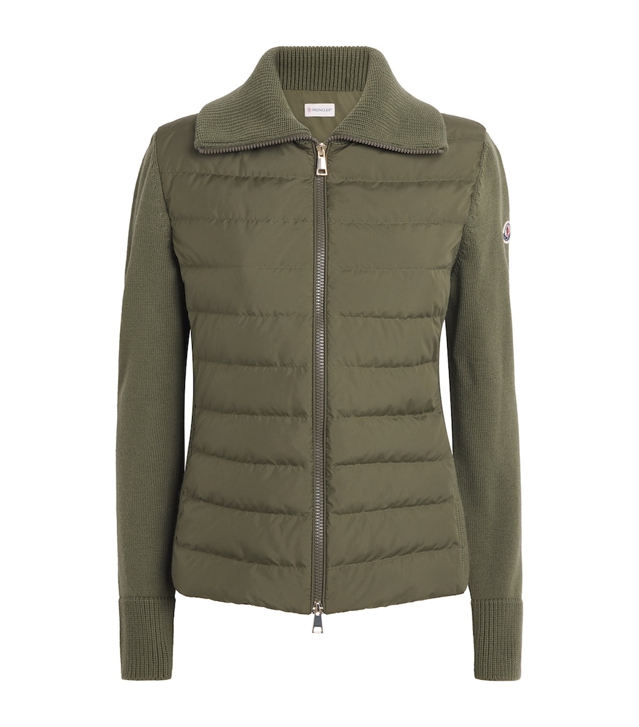Moncler Womens Virgin Wool Padded Quilted Cardigan Image 1
