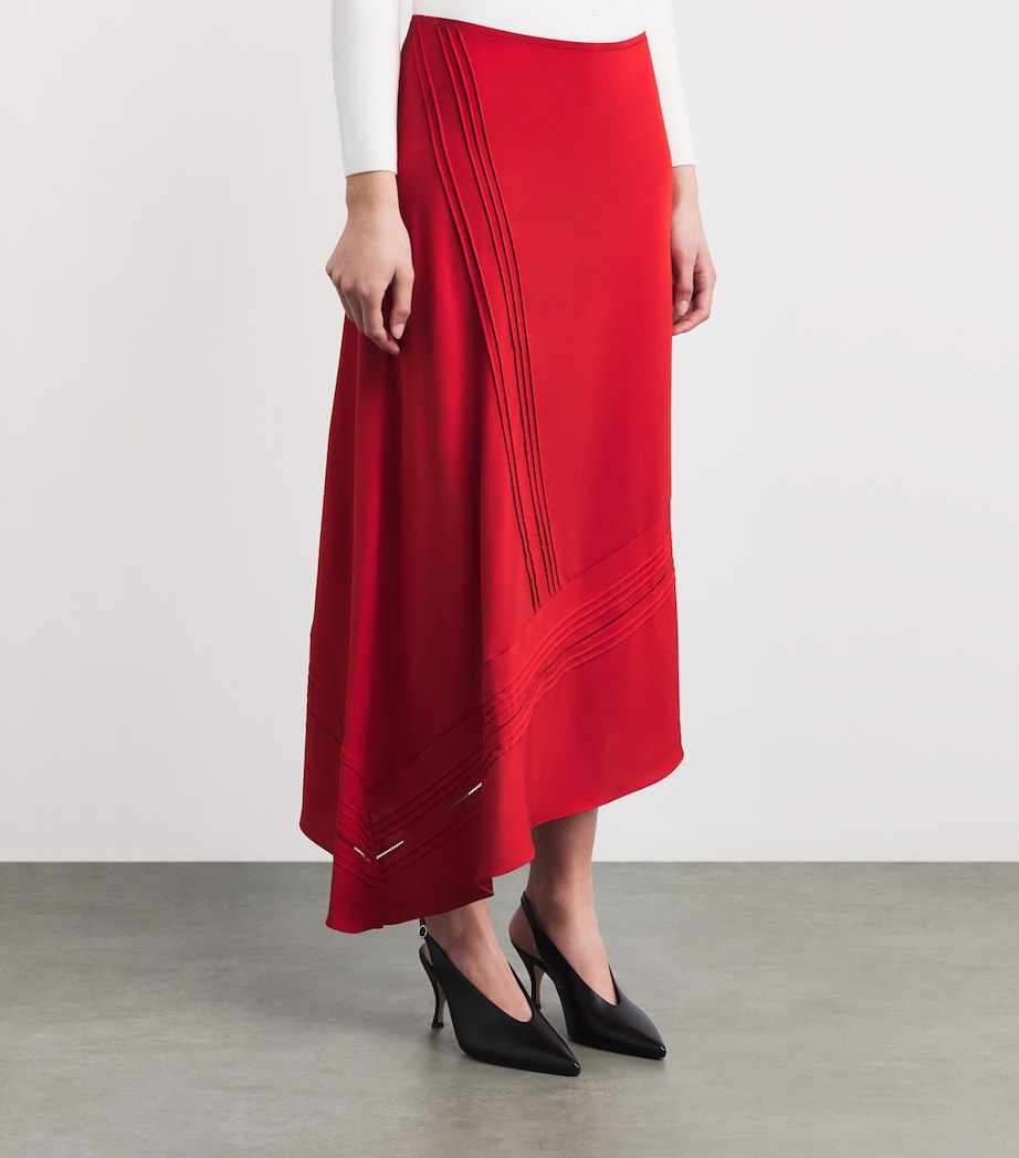Vince Womens Satin Pintuck Midi Slip Skirt Poppy Image 4