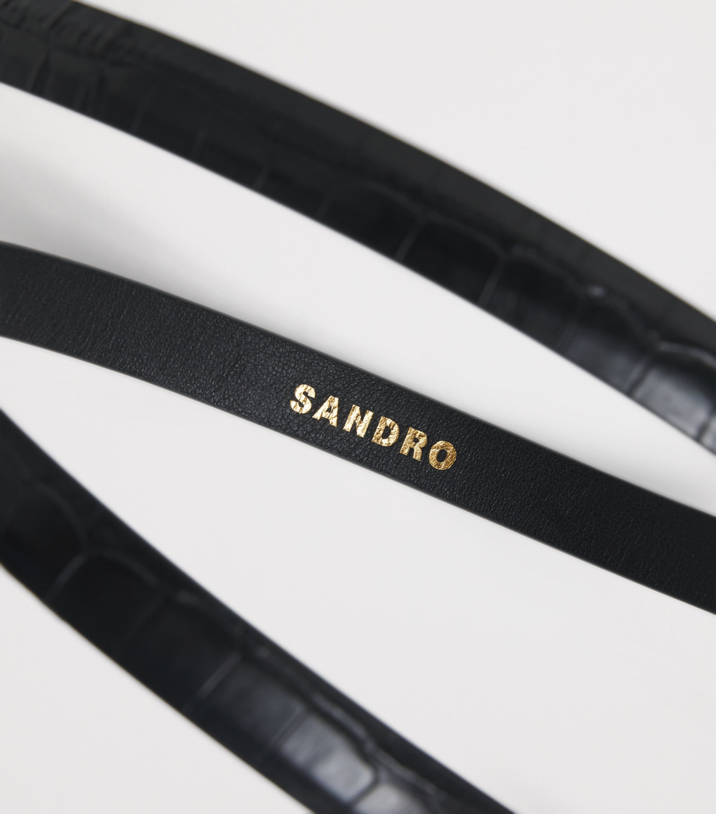 Sandro Paris Croc-Embossed Leather Buckle Belt Black Image 5