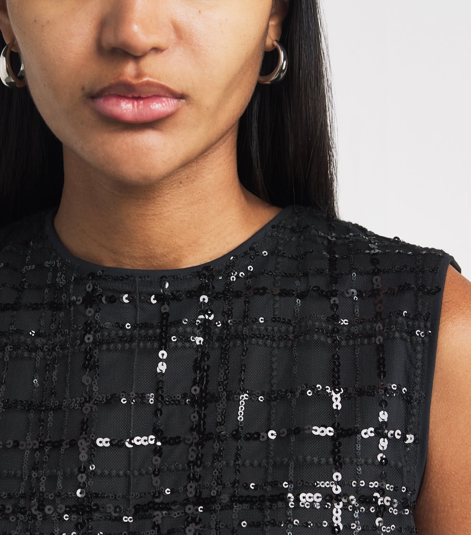 Sequin Check Mini Dress BLACK Image 6