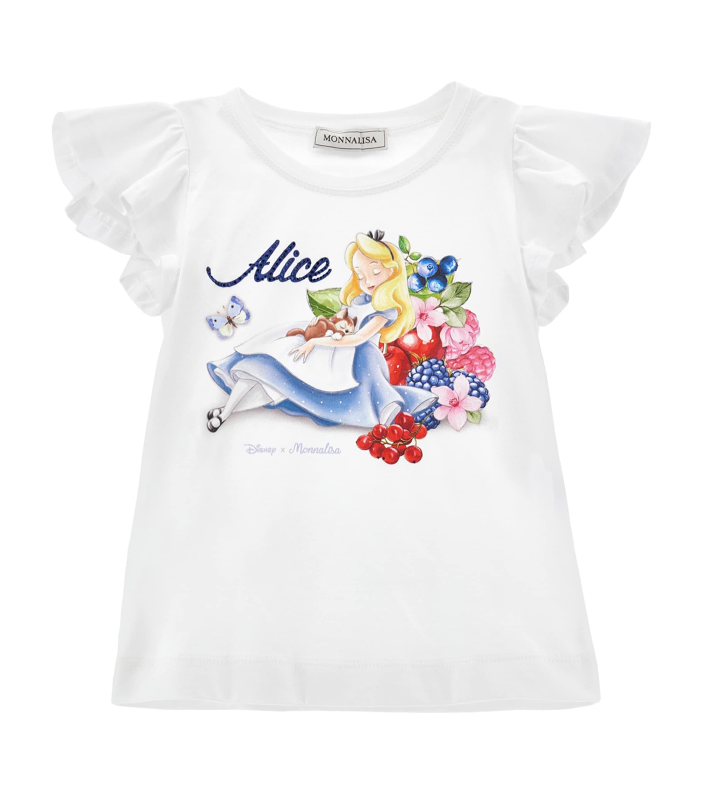 Monnalisa Alice T-shirt Mit Rüschenärmeln In White