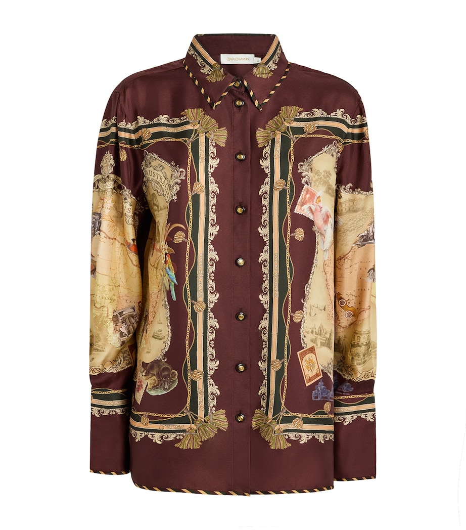 Zimmermann Womens Silk Valiant Shirt Plum Scarf Image 1