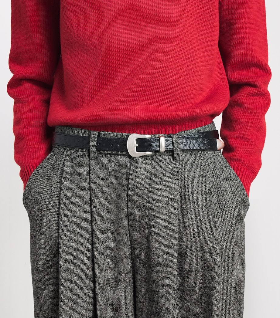 System Mens Wool-Blend Double-Pleated Trousers Black Image 3